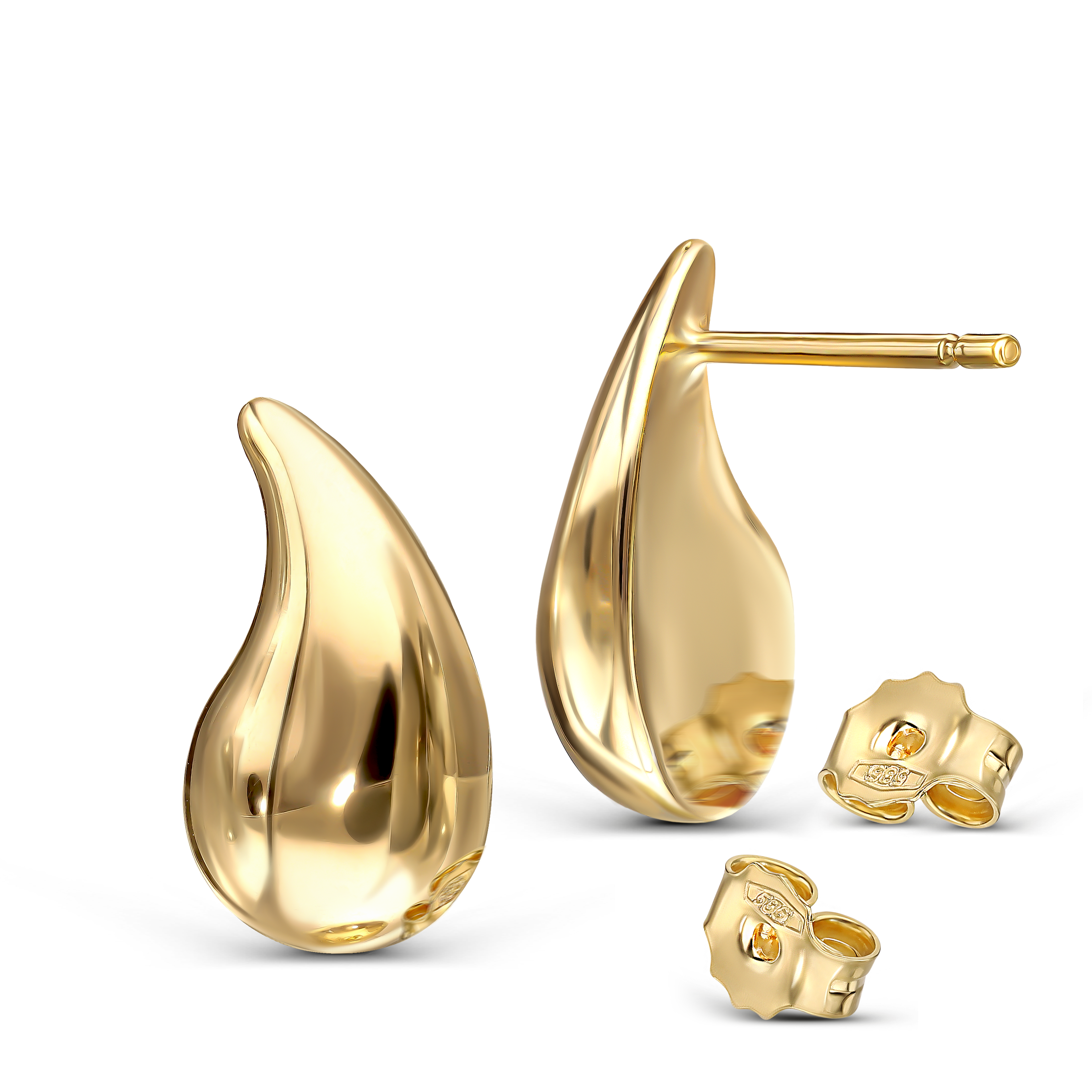 Kolczyki złote łezki na sztyfcie, próba 585