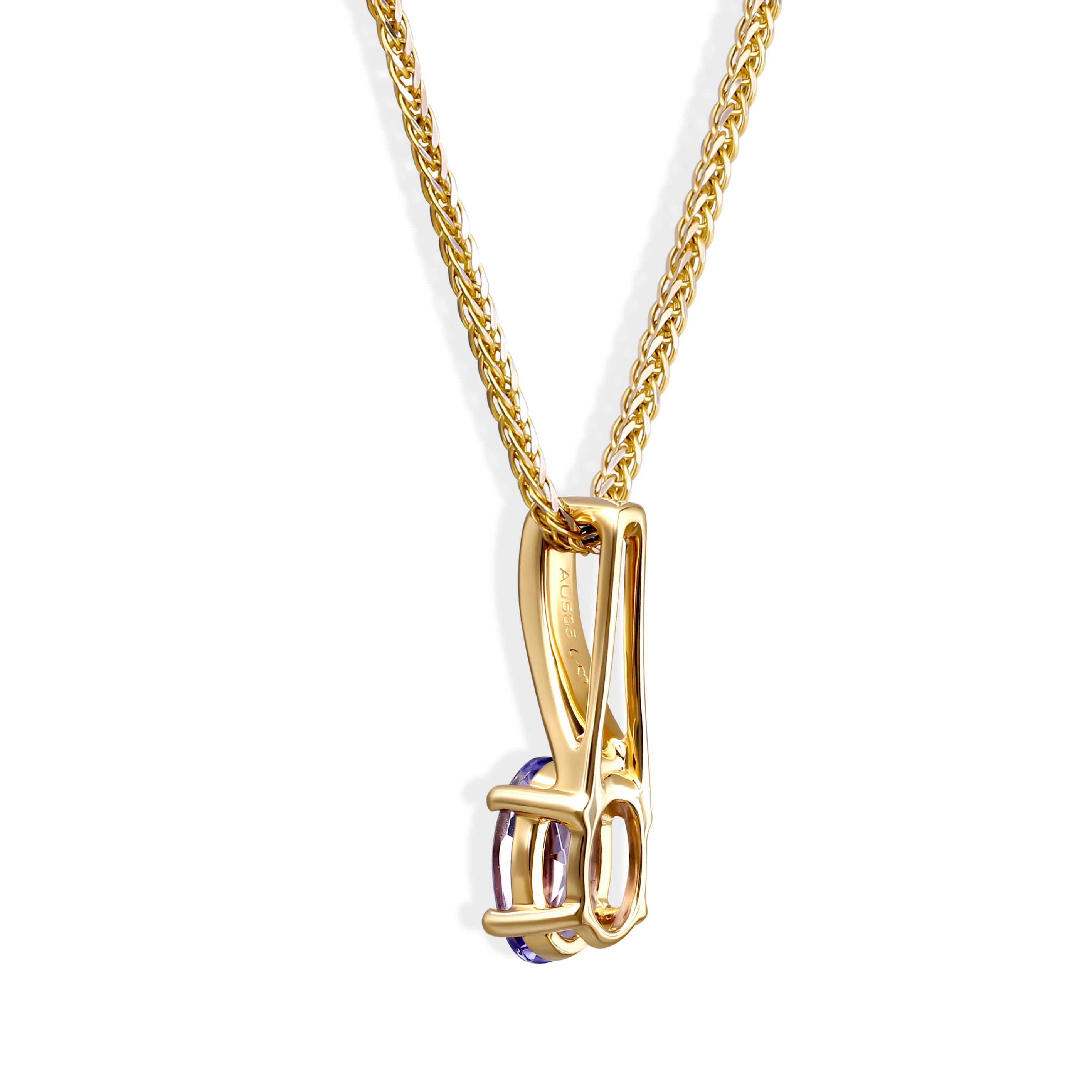 Zawieszka złota z tanzanitem 0.37 ct i diamentami naturalnymi, próba 585