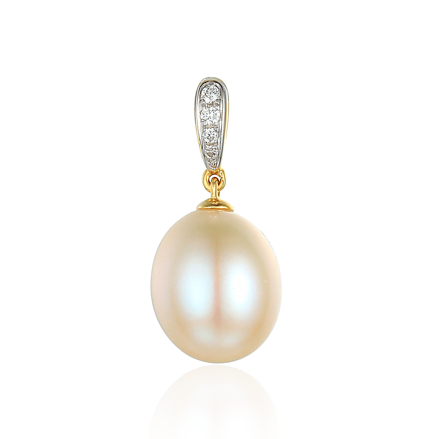 Zawieszka złota z 4 diamentami naturalnymi, 0.024ct i perłą