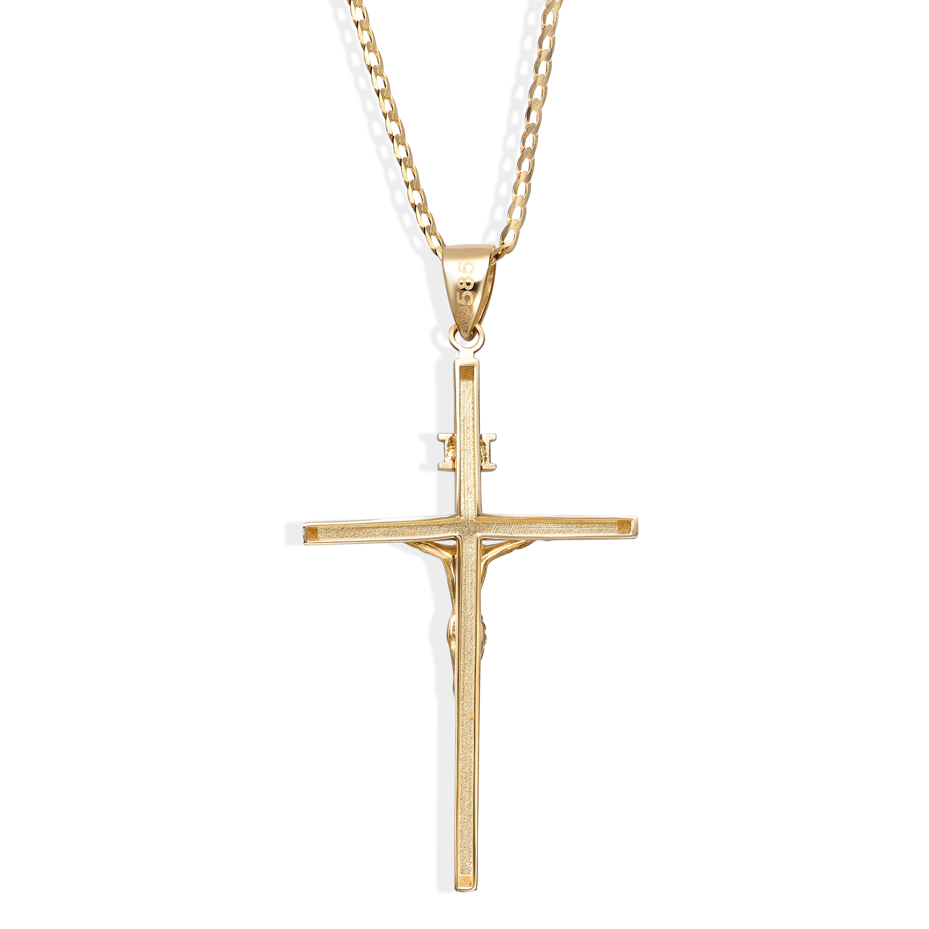 Złoty krzyżyk z rodowanym wykończeniem, próba 585