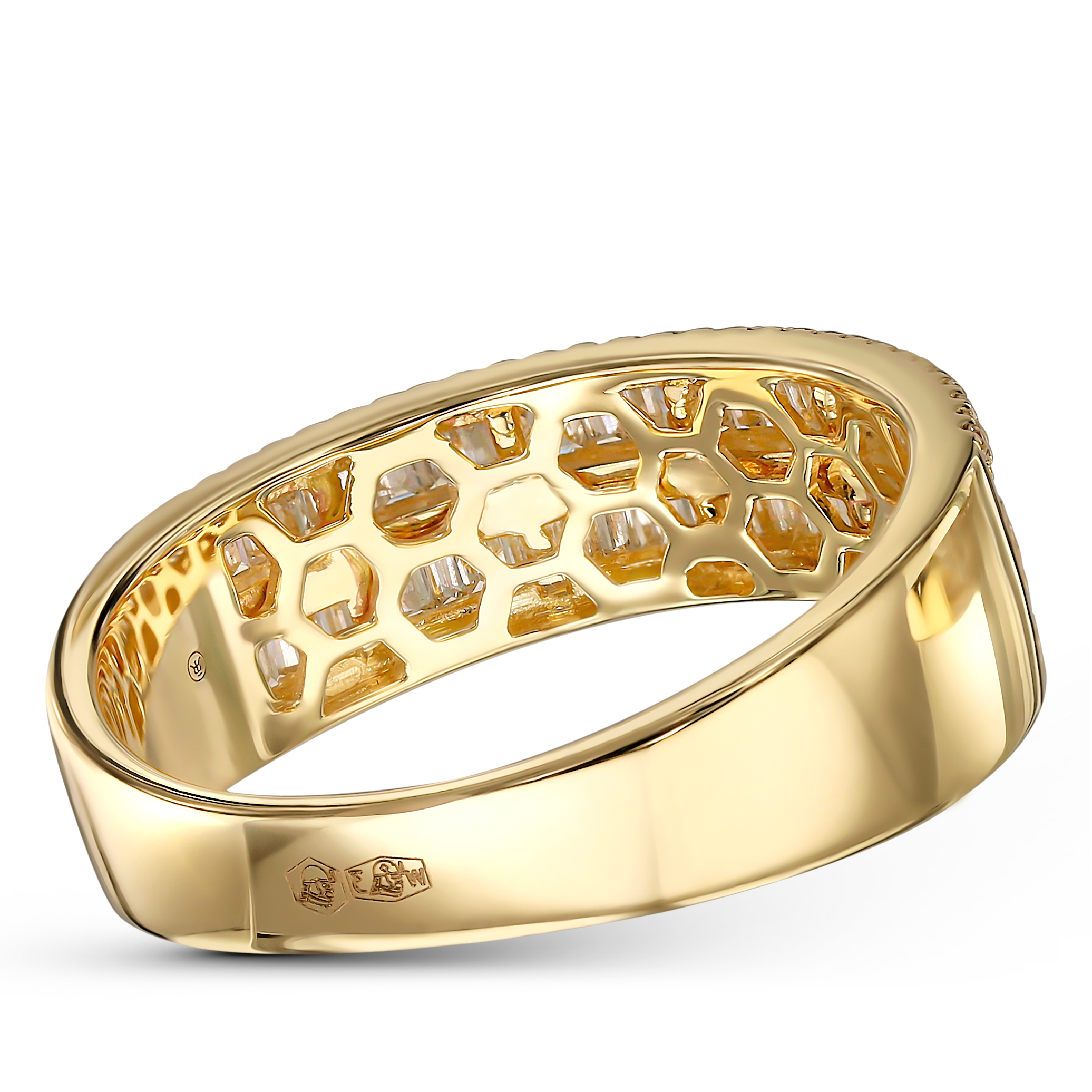 Pierścionek złoty obrączkowy z diamentami naturalnymi 0.61 ct, próba 585