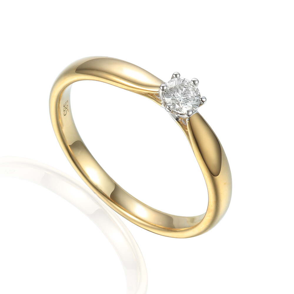 Klasyczny pierścionek zaręczynowy z 1 diamentem, próba 585