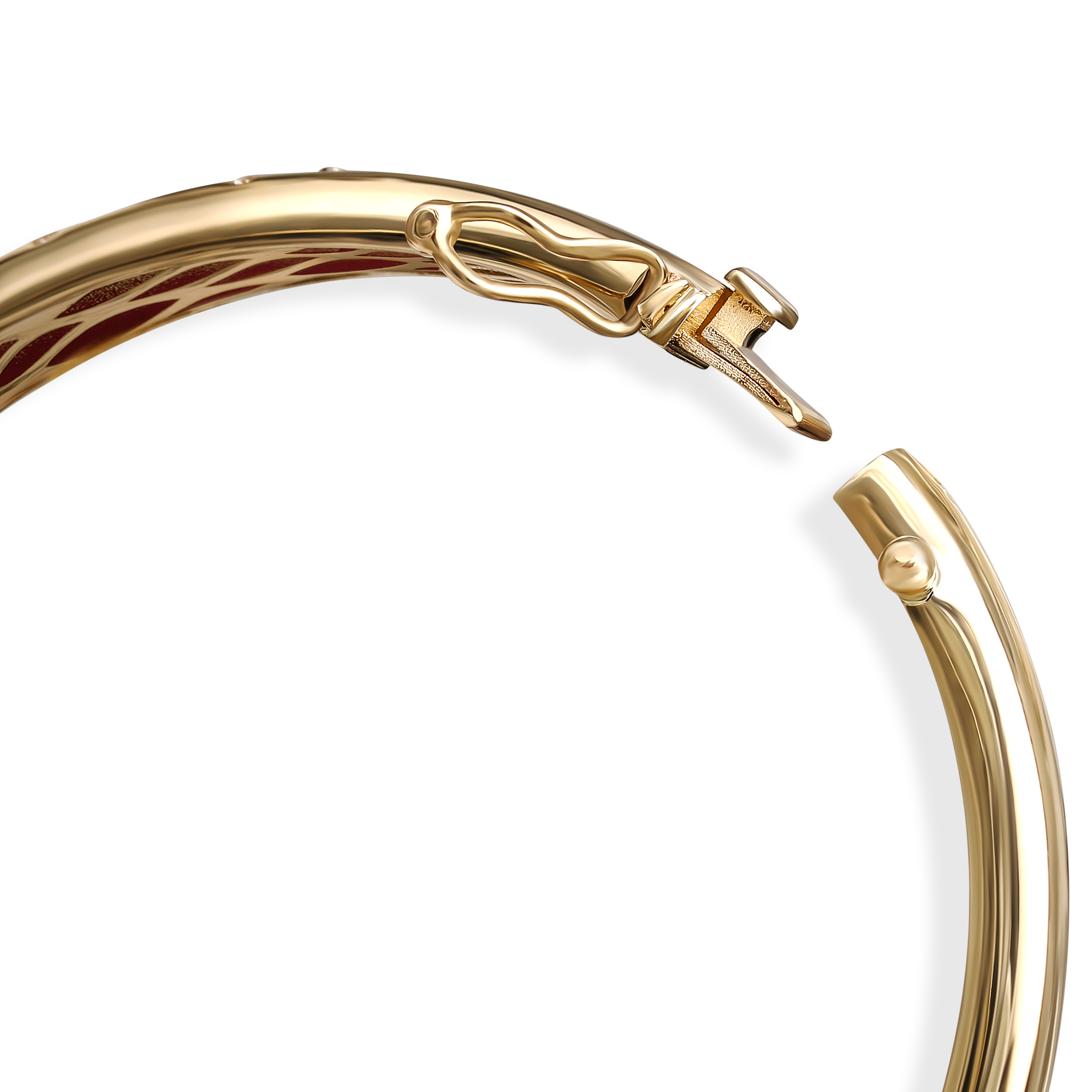 Złota sztywna bransoleta bangle z cyrkoniami, próba 585