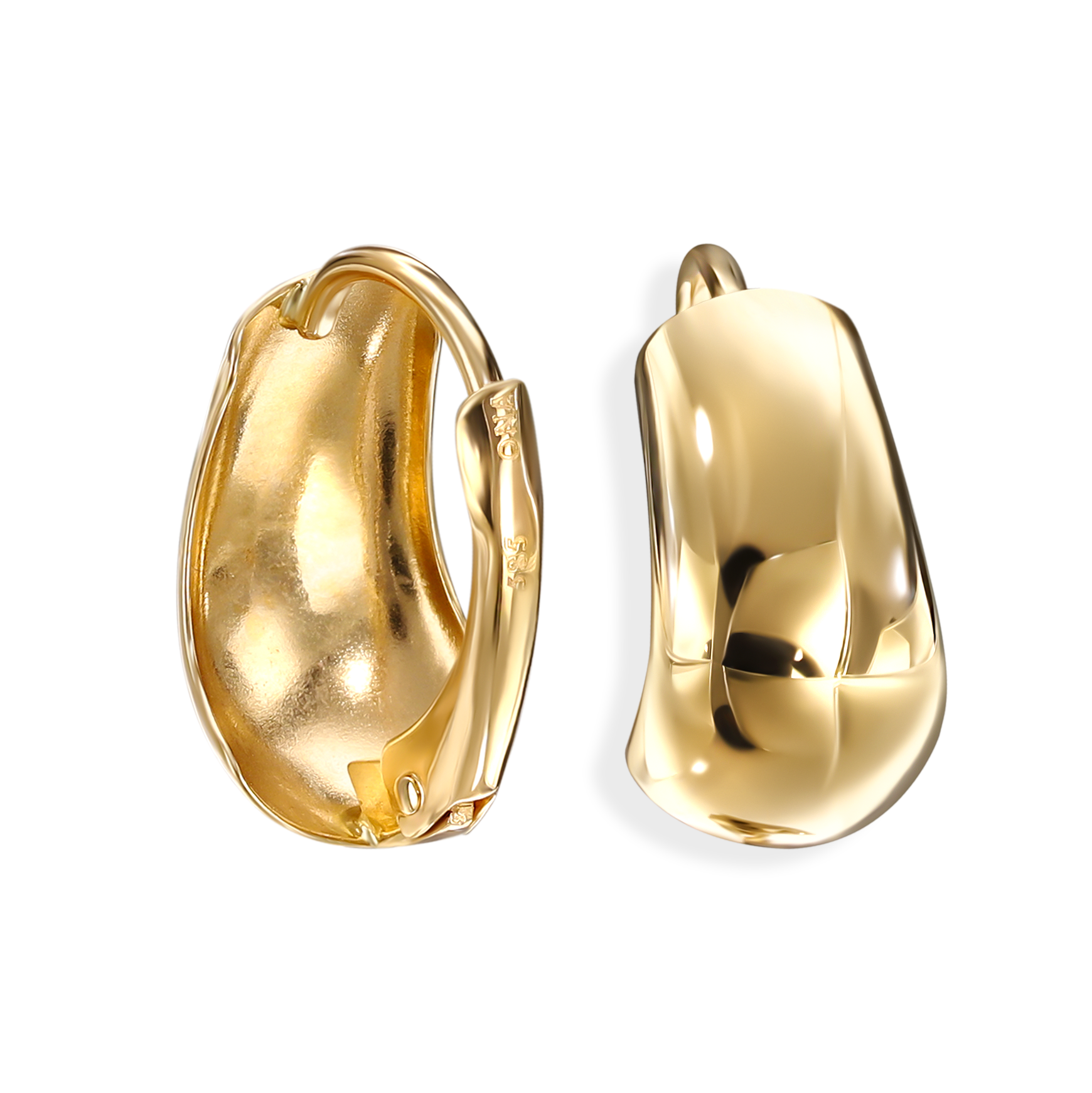 Złote gładkie kolczyki na francuskim zapięciu, próba 585