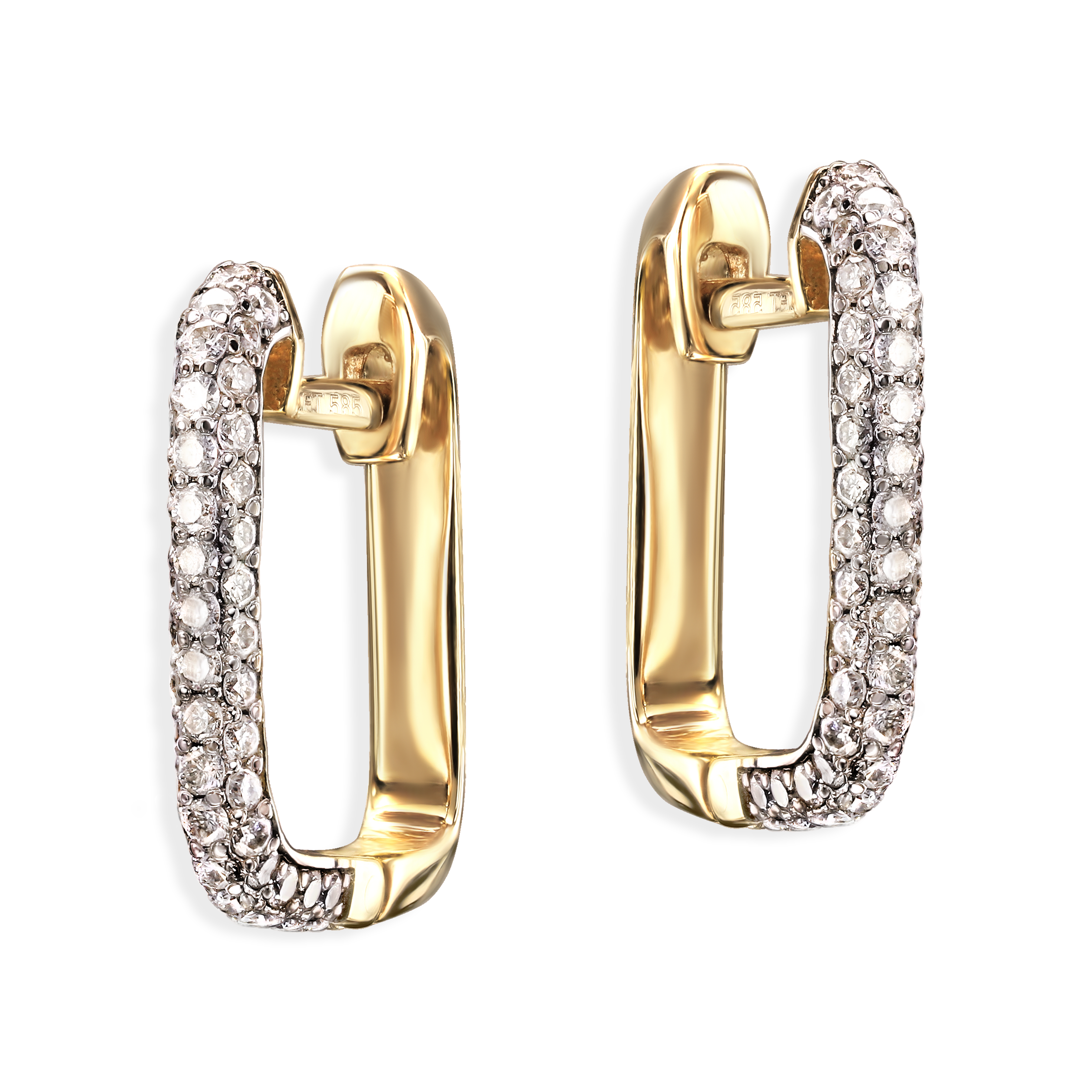 Kolczyki złote z diamentami naturalnymi 0.49 ct, próba 585 Kolczyki złote z diamentami naturalnymi 0.49 ct, próba 585