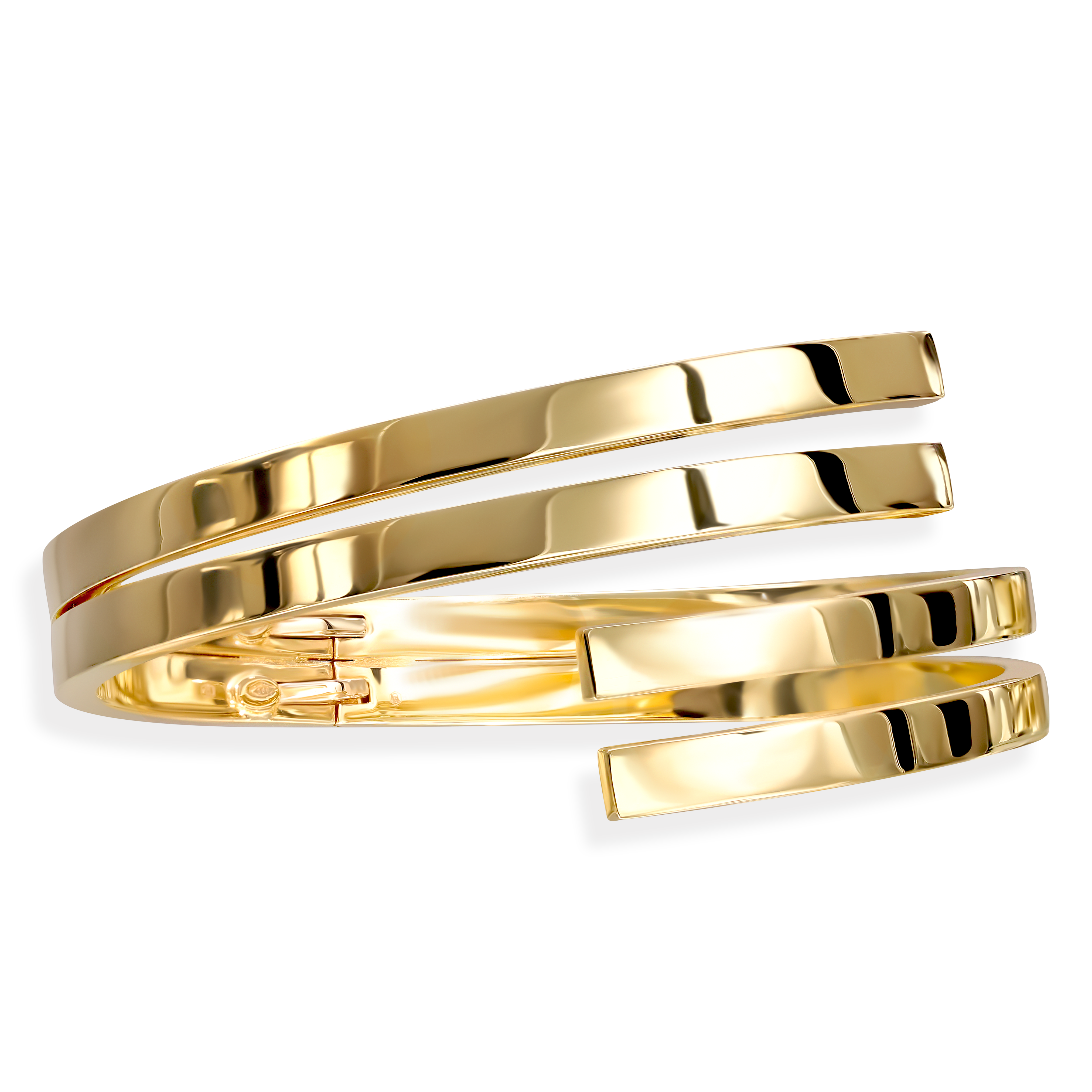 Złota bransoleta sztywna podwójna typu bangle, próba 585