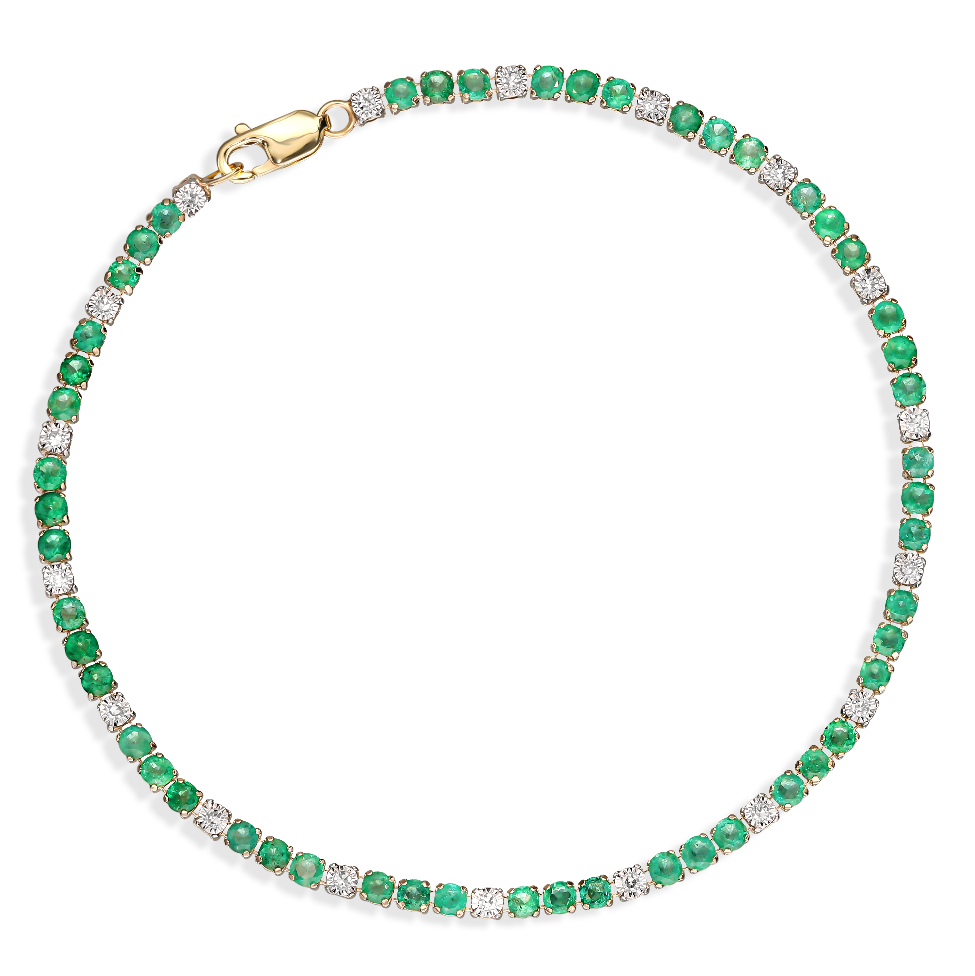 Bransoletka złota tenisowa ze szmaragdami 2,26 ct i diamentami naturalnymi, próba 585