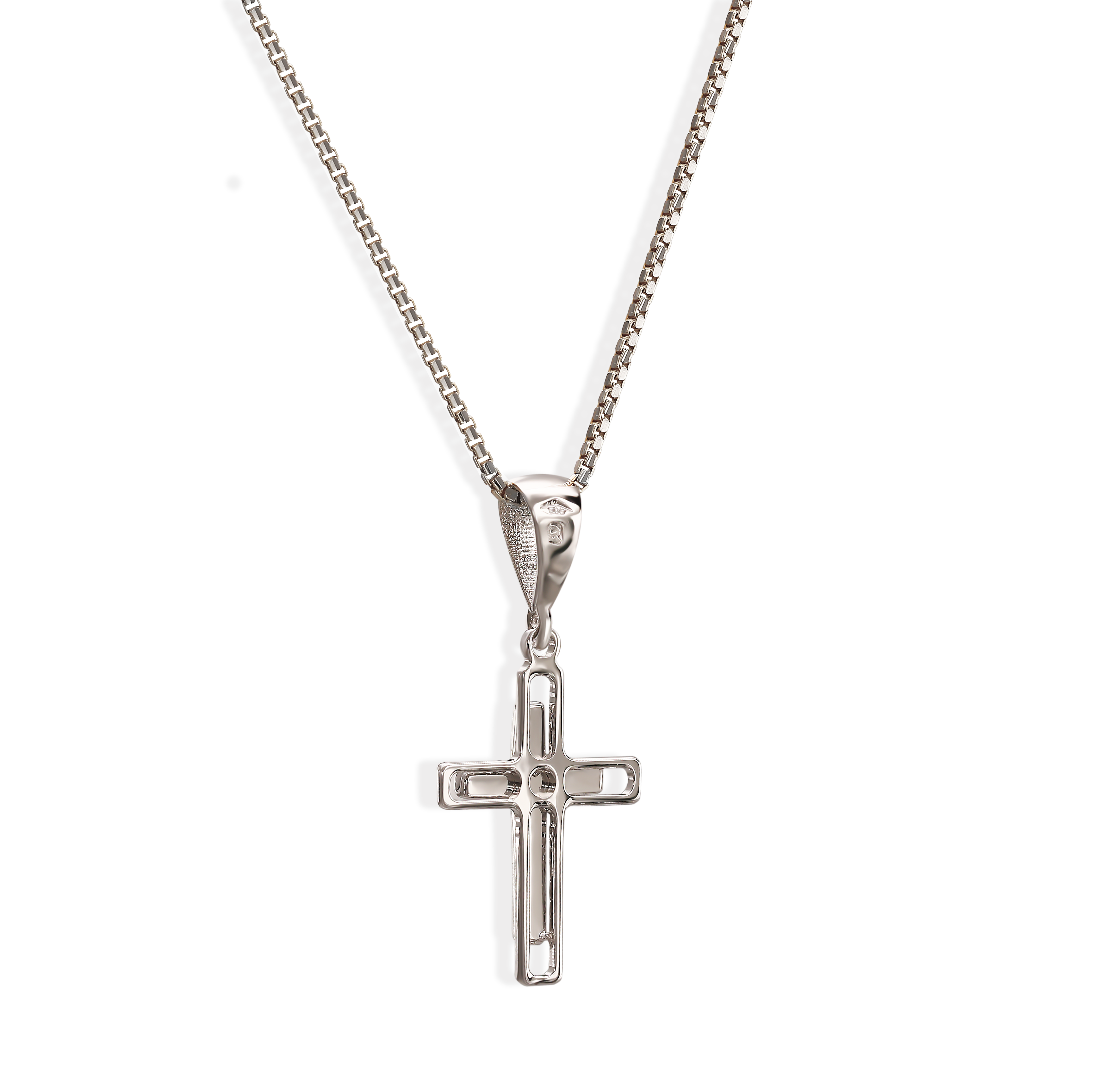 Krzyżyk z białego złota, próba 585