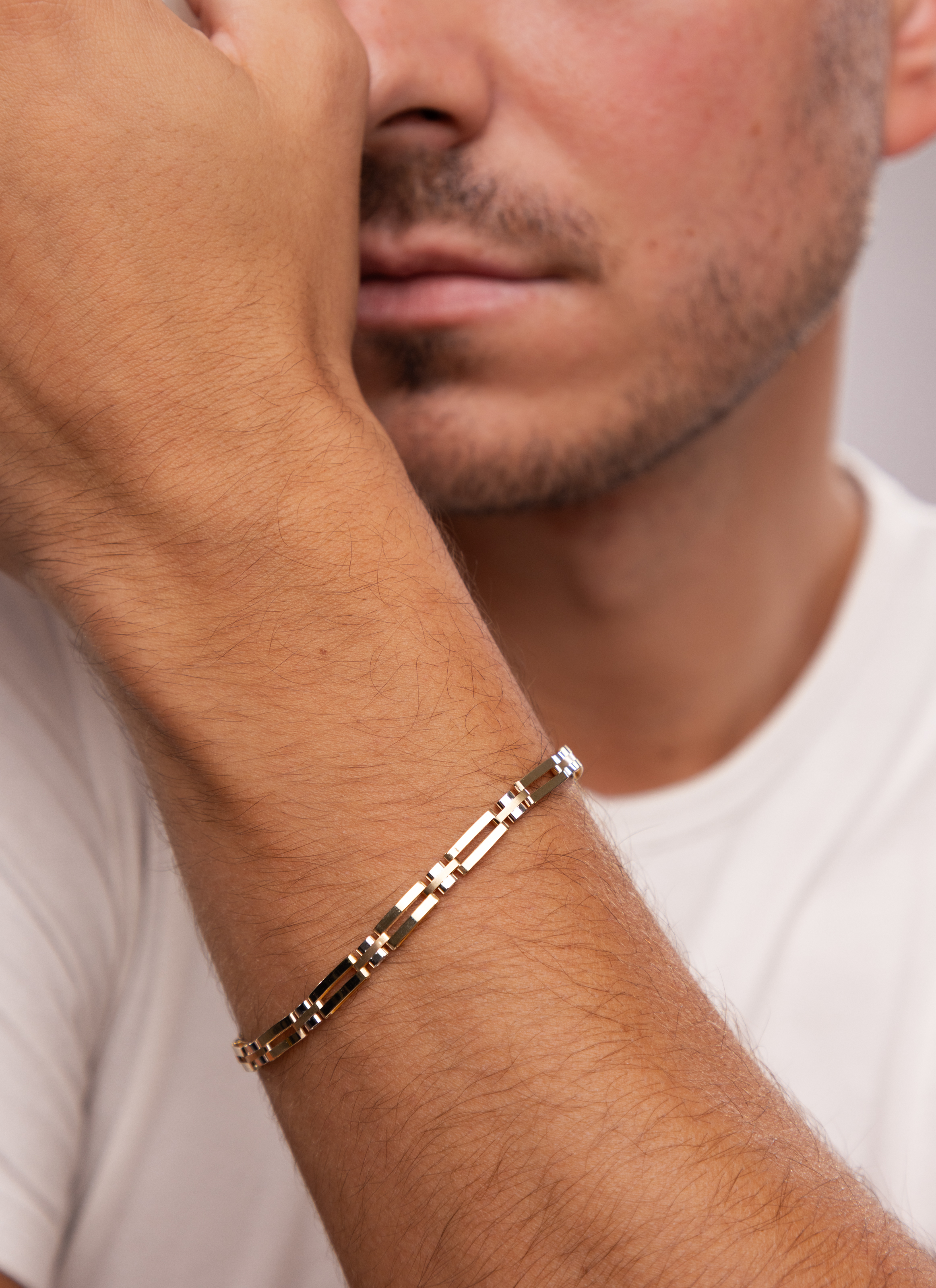 Złota męska bransoleta, długość 21 cm, próba 585