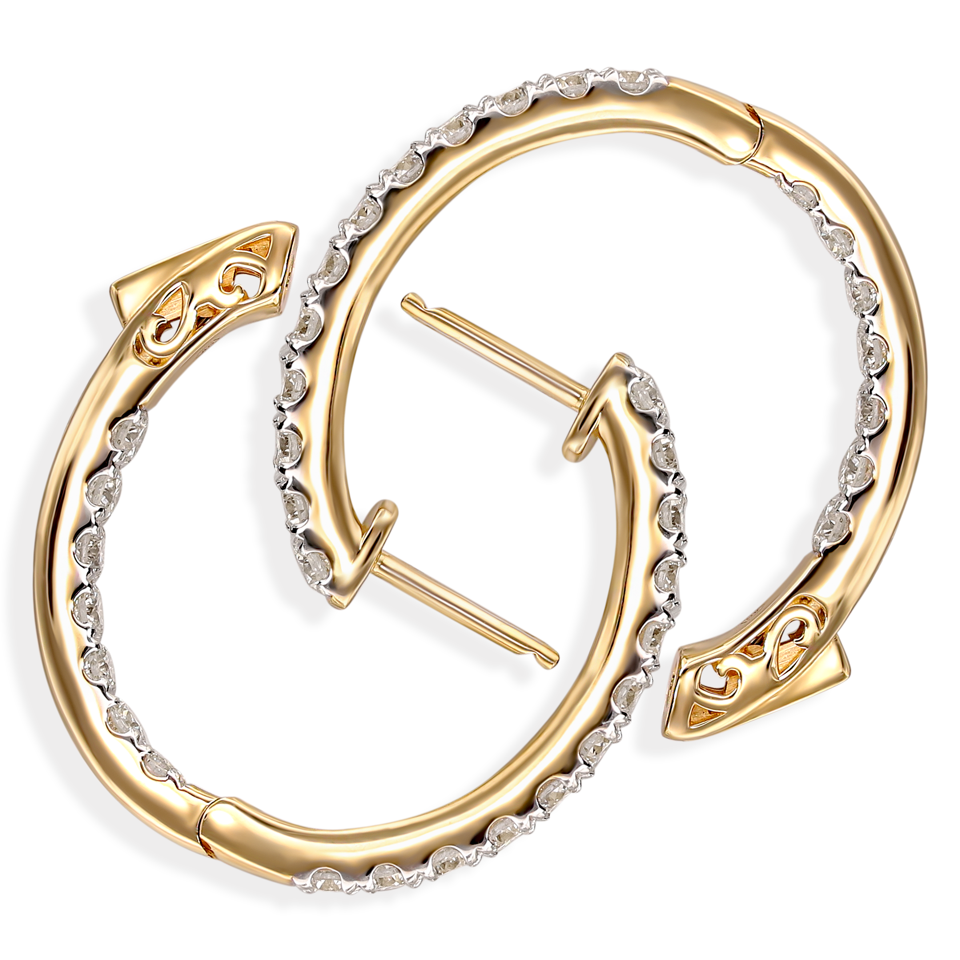 Kolczyki złote koła z diamentami naturalnymi 1.48 ct, próba 585
