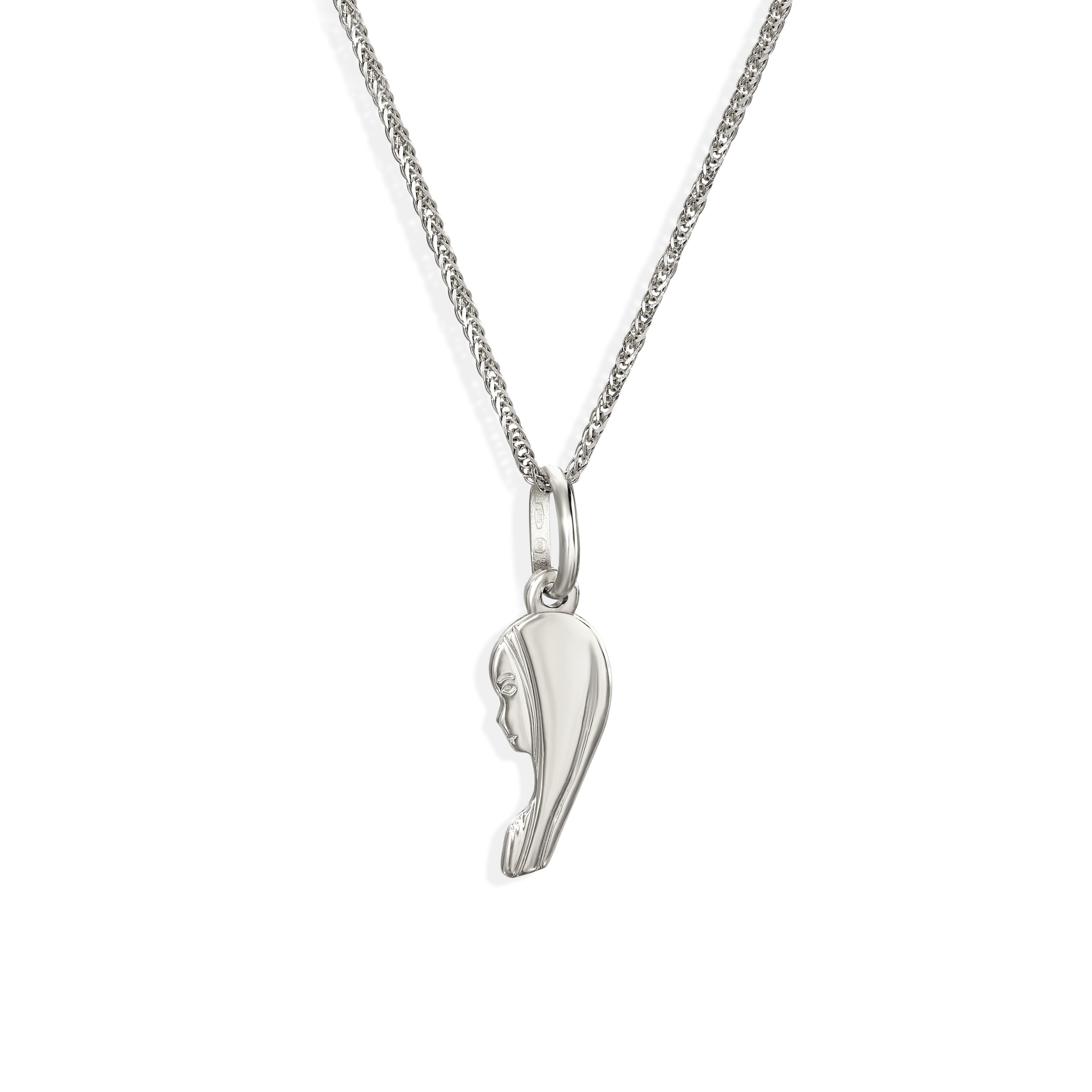 Medalik z białego złota z wizerunkiem Matki Boskiej Fatimskiej, próba 585