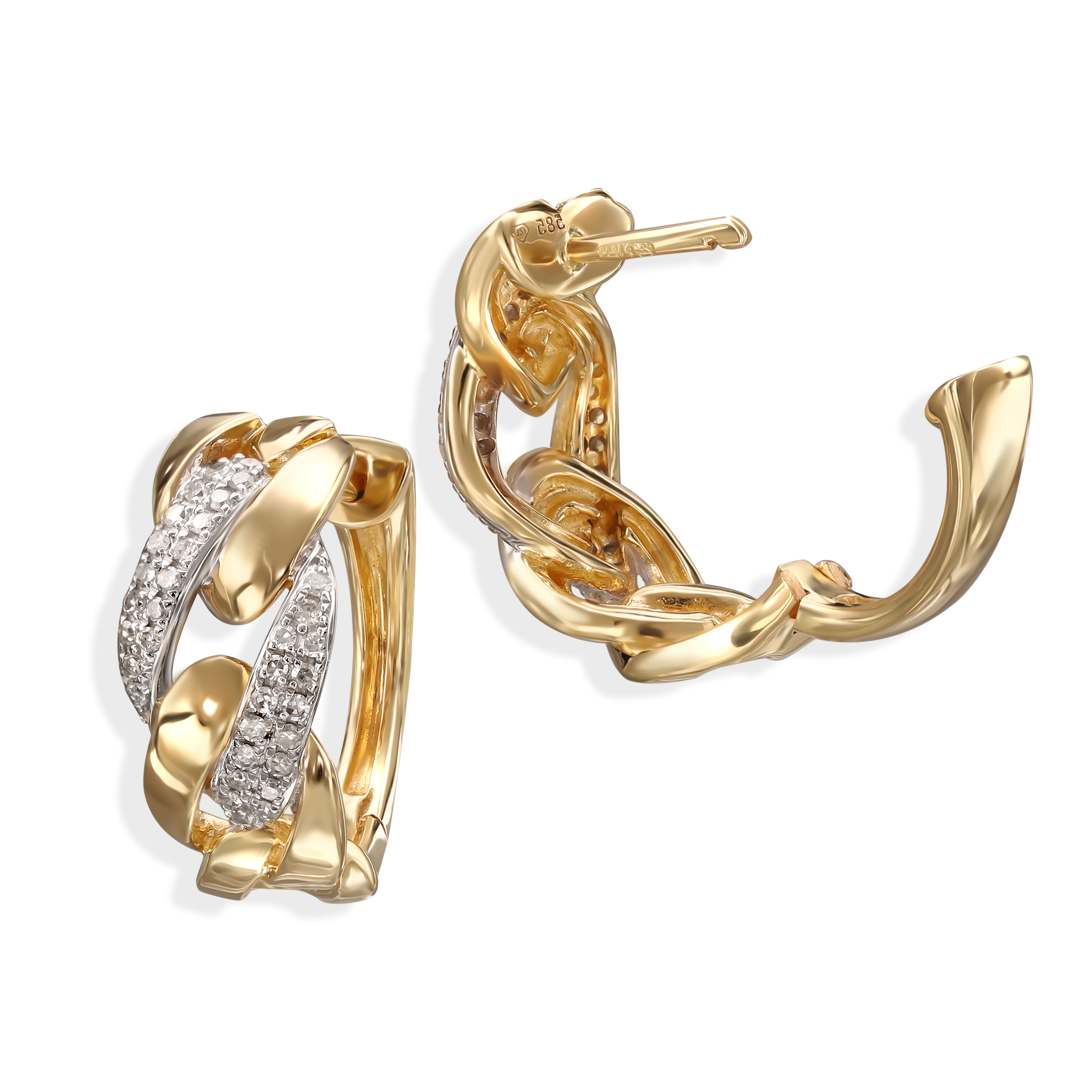 Kolczyki złote z diamentami naturalnymi 0.21 ct, próba 585