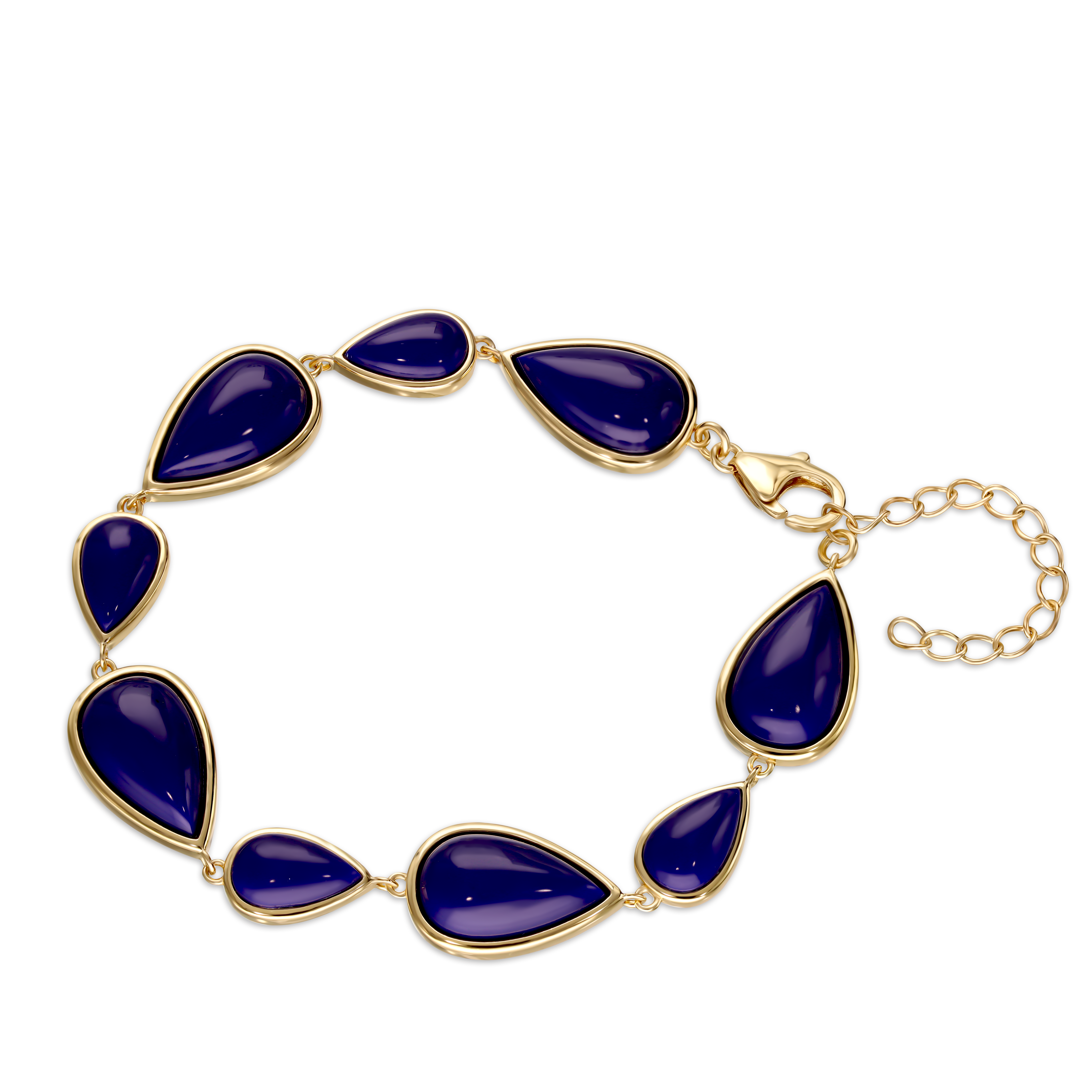 Bransoleta srebrna pozłacana z lapis lazuli, próba 925