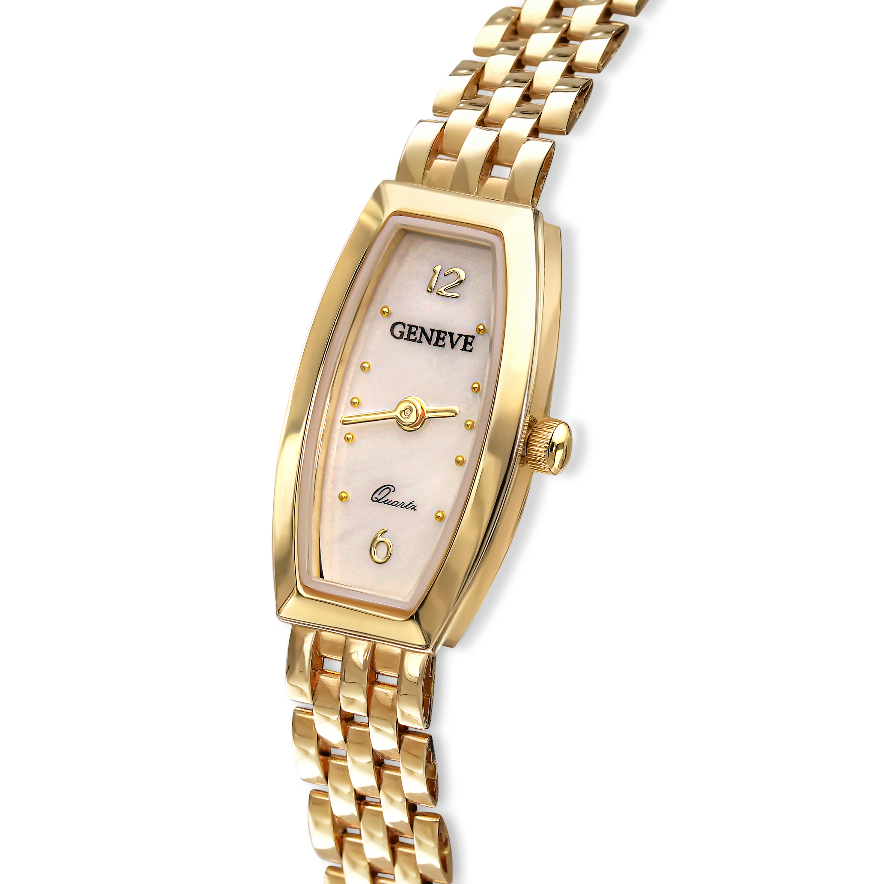 Zegarek złoty damski z perłową tarczą, próba 585