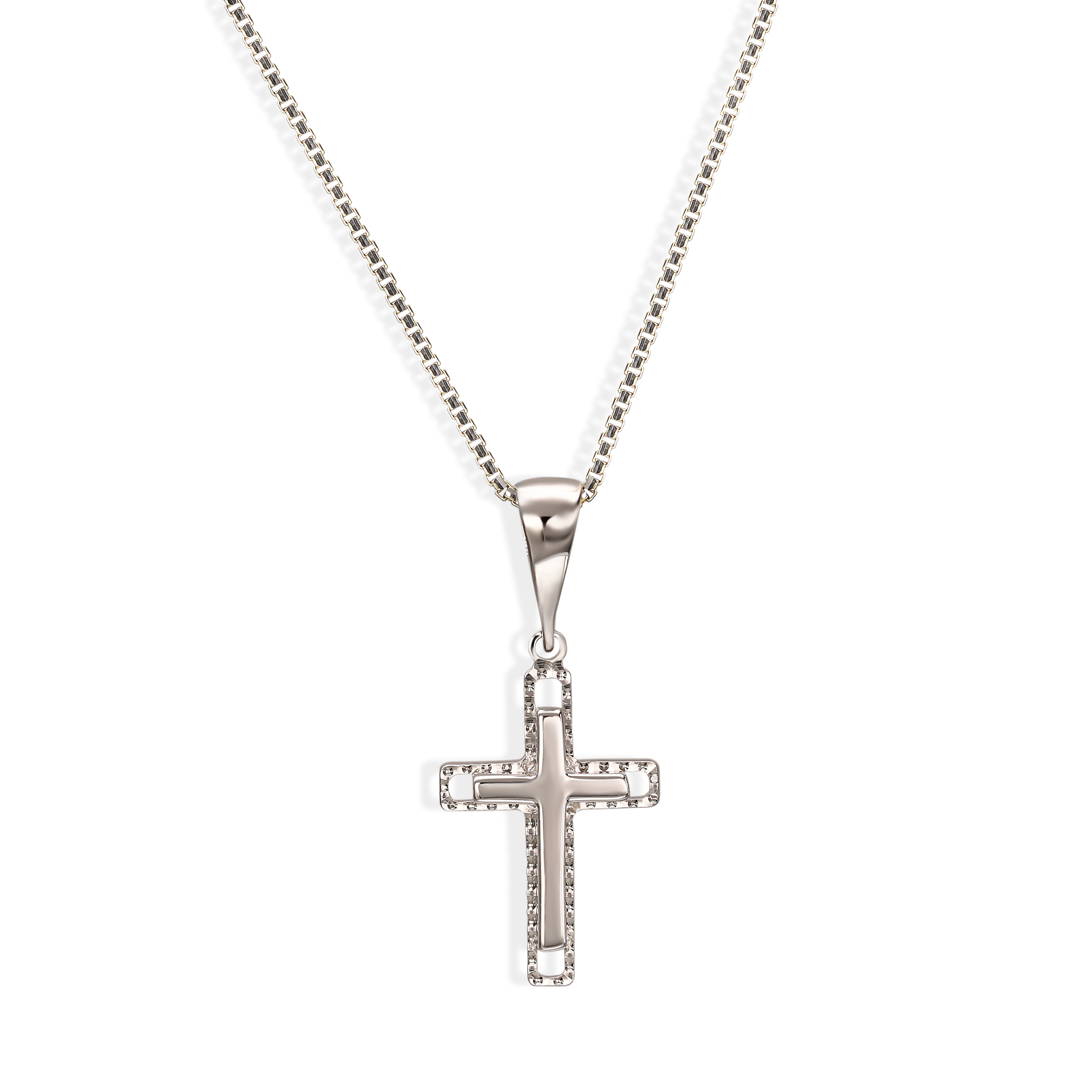 Krzyżyk z białego złota, próba 585