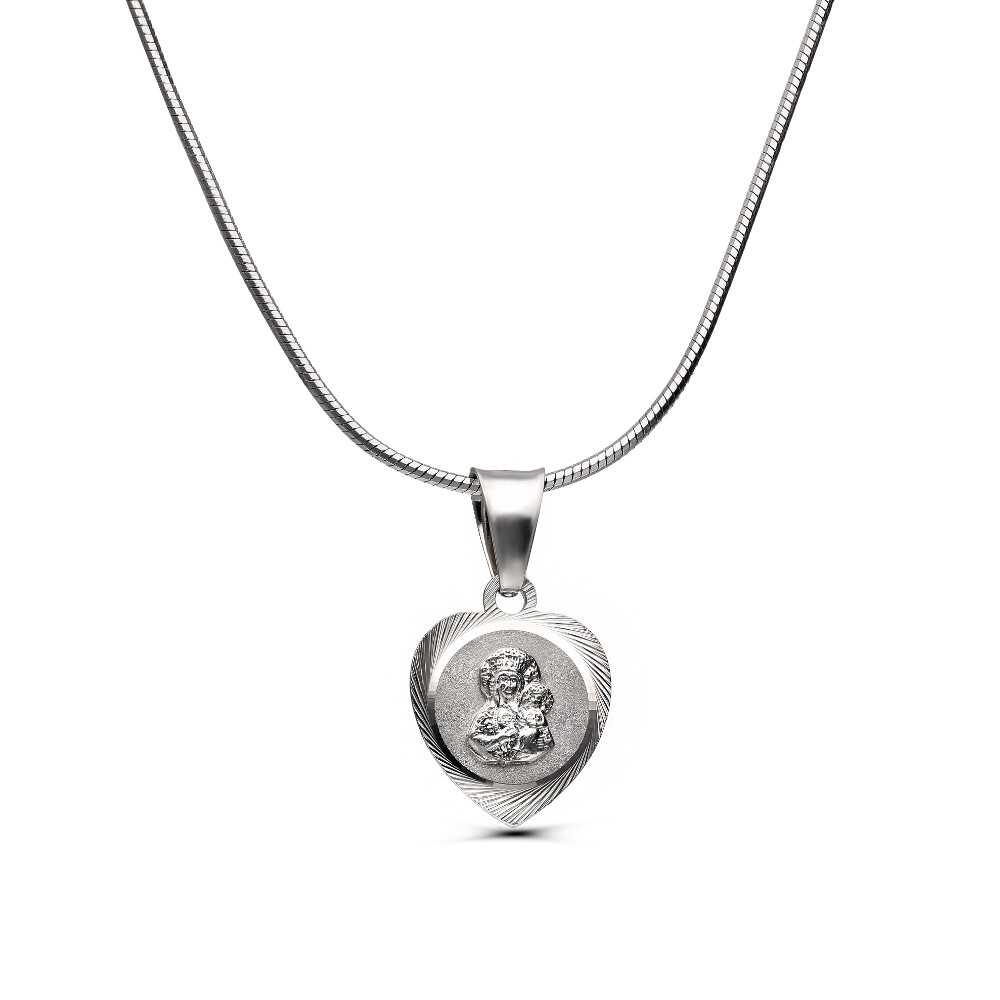 Mały medalik srebrny z Matką Boską Częstochowską, próba 925