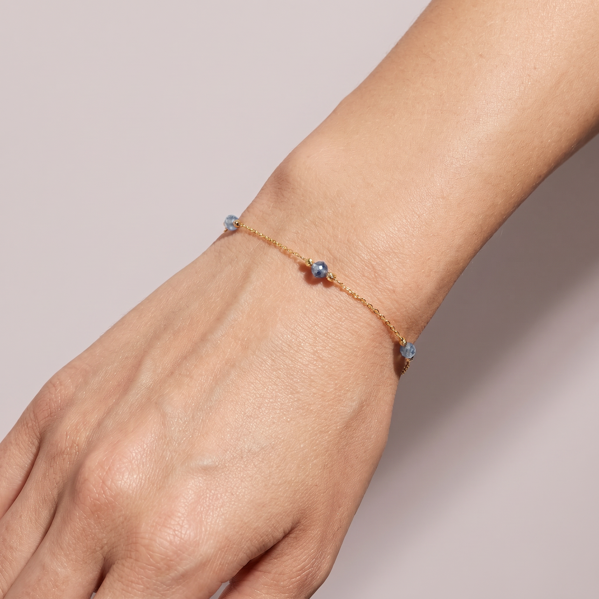 Bransoleta złota z naturalnym akwamarynem, próba 585