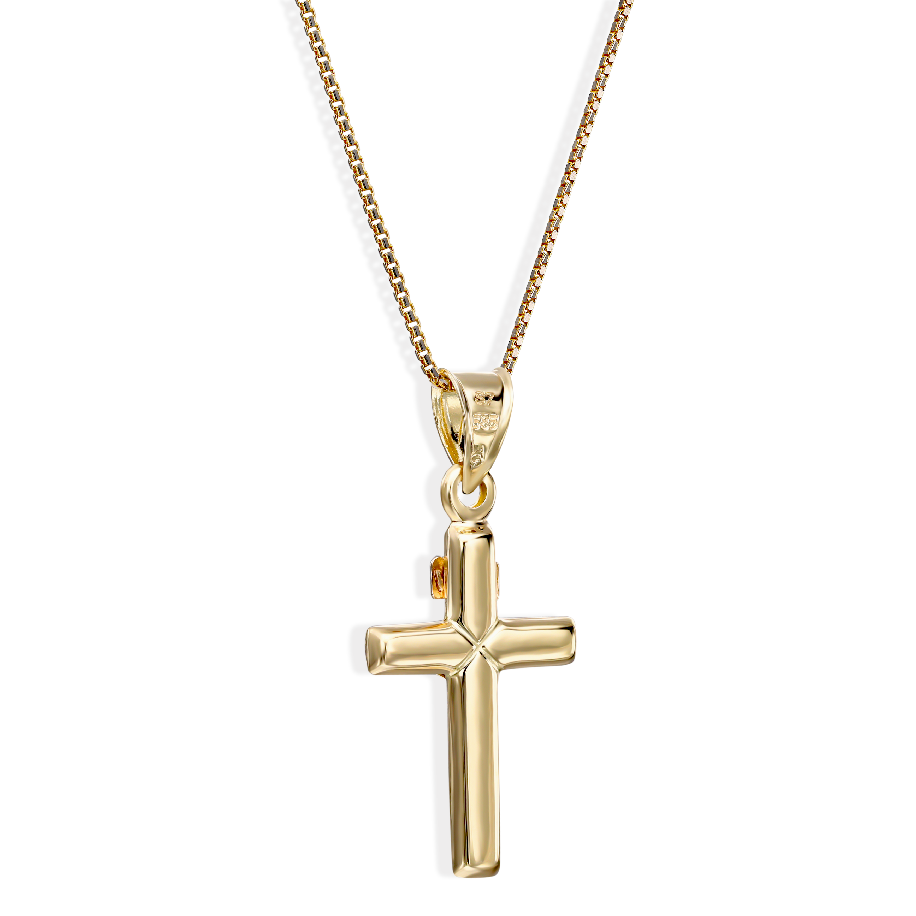 Krzyżyk złoty z rodowanymi elementami, próba 585