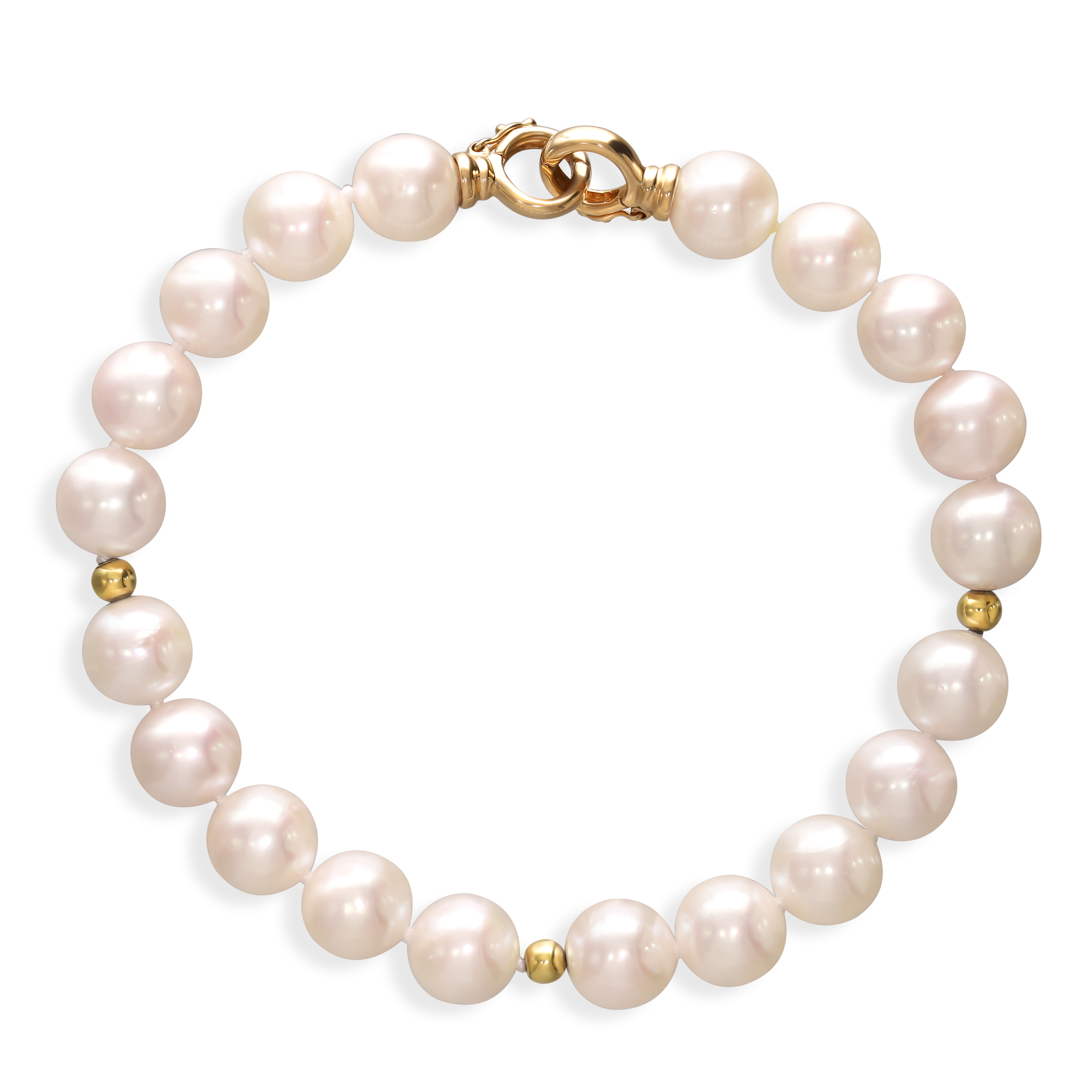 Bransoleta z pereł Akoya słonowodnych hodowanych z podwójnym złotym zapięciem, próba 585 Bransoleta z pereł Akoya słonowodnych hodowanych z podwójnym złotym zapięciem, próba 585