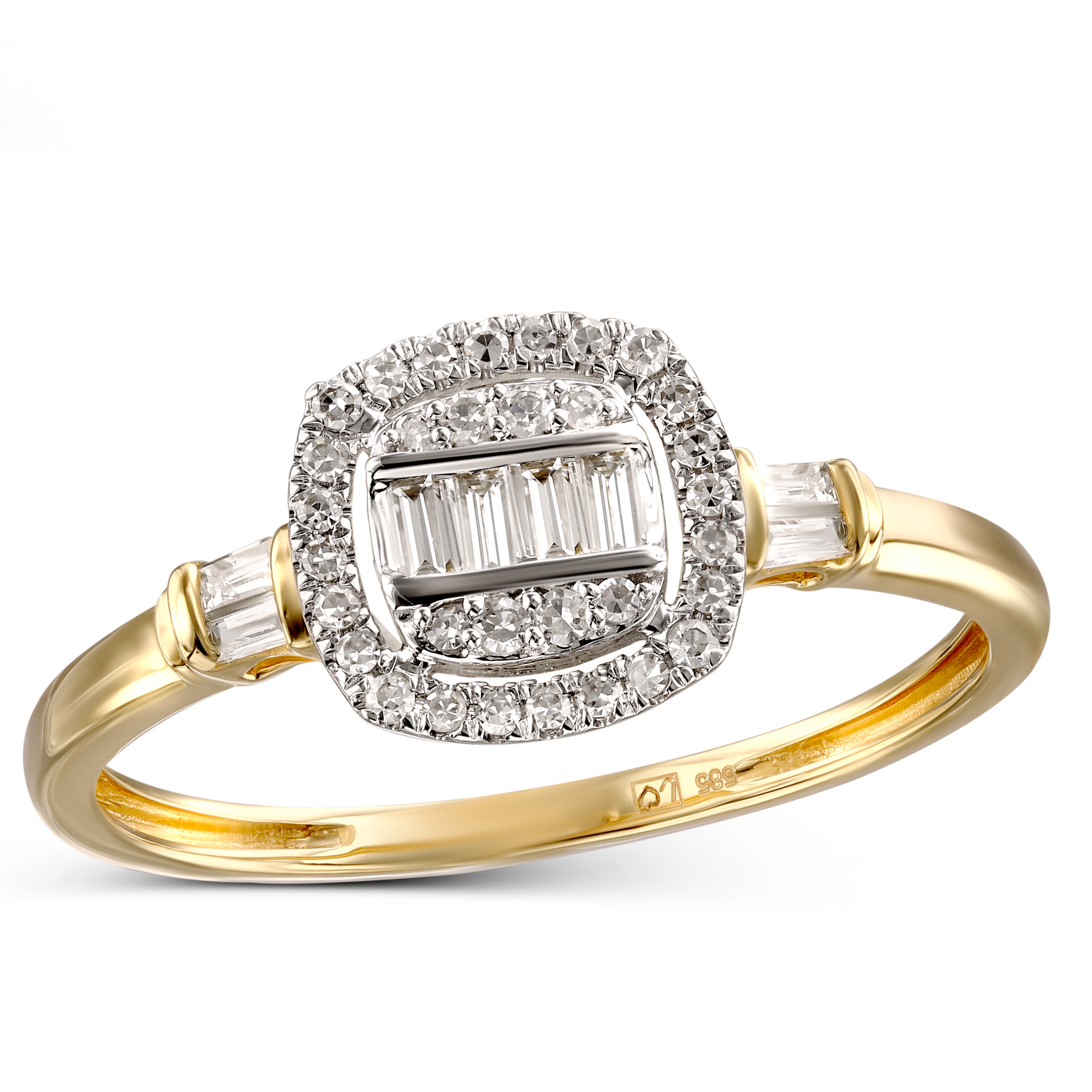 Pierścionek złoty z diamentami naturalnymi 0.25 ct, rozmiar 14, próba 585