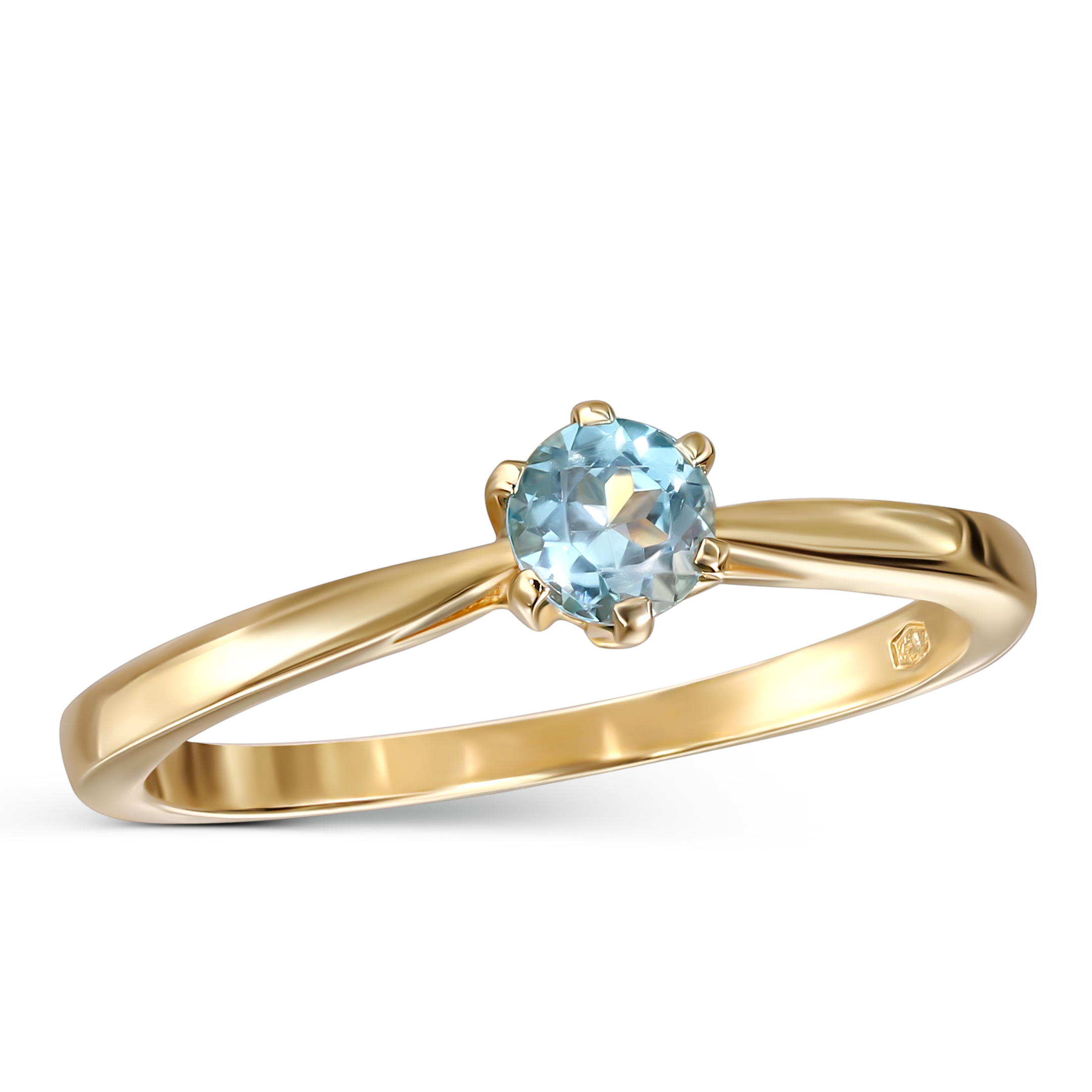 Pierścionek złoty z topazem naturalnym, próba 585