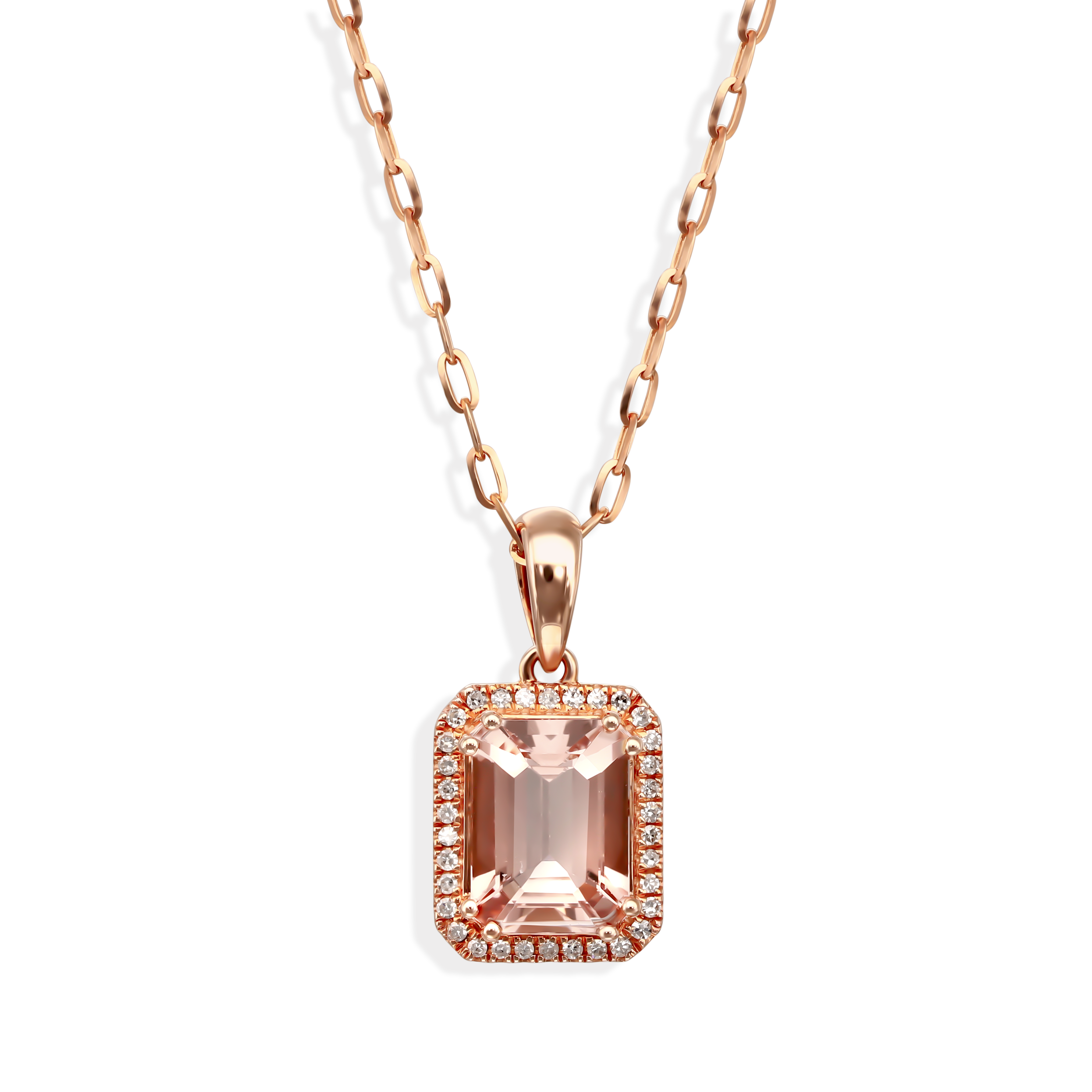 Zawieszka z różowego złota z morganitem 2.02 ct i diamentami naturalnymi, próba 585