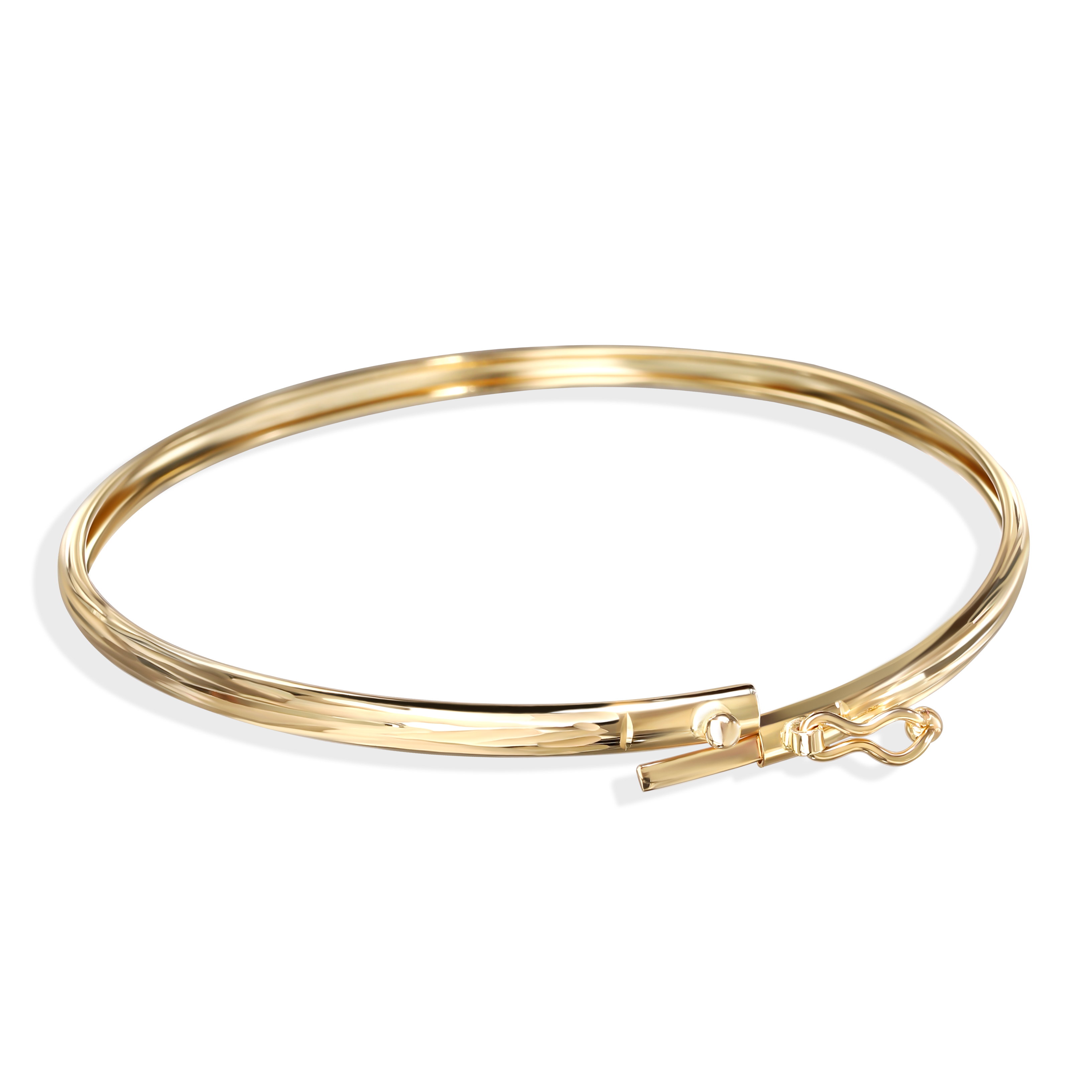 Złota sztywna bransoleta typu bangle ze szlifowaną powierzchnią, próba 585