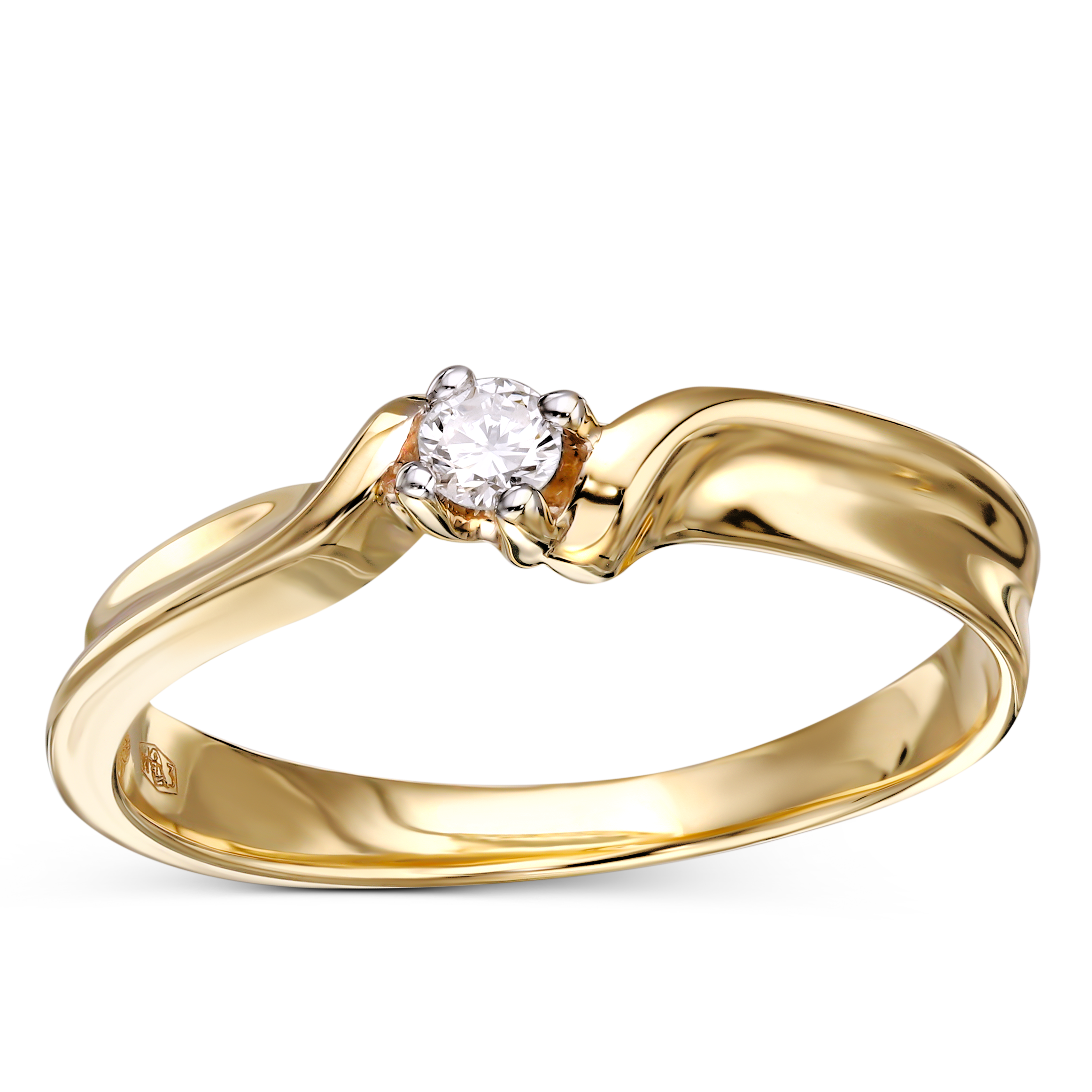 Pierścionek złoty z diamentem naturalnym 0.03 ct, rozmiar 10, próba 585