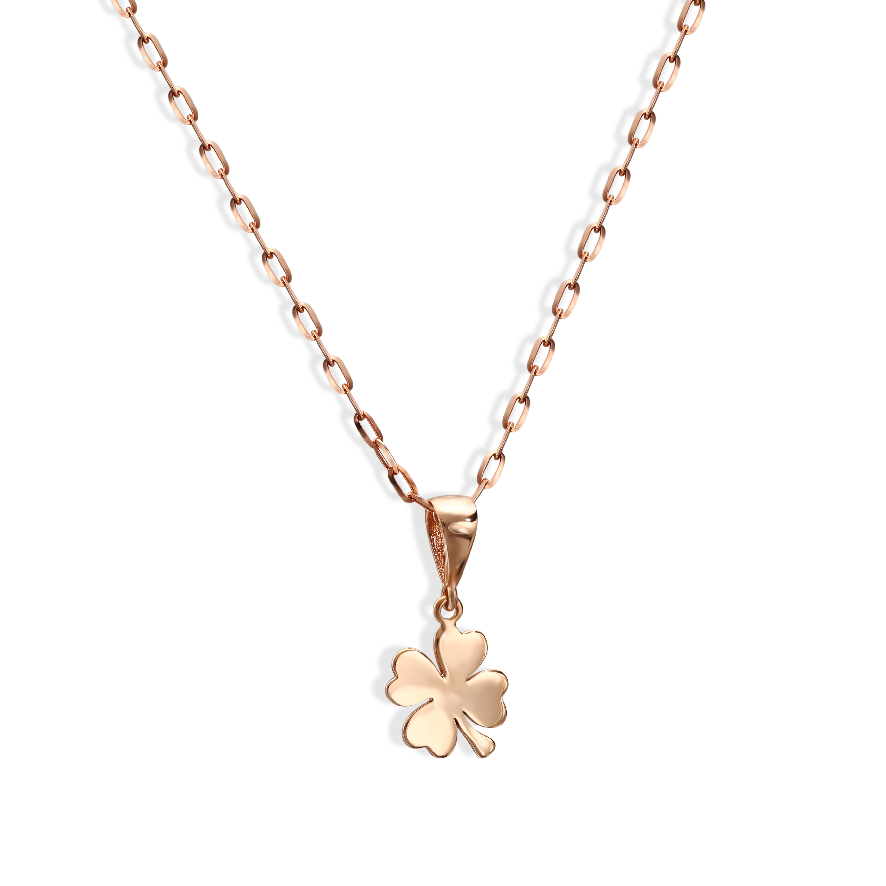 Zawieszka z różowego złota czterolistna koniczyna, próba 585