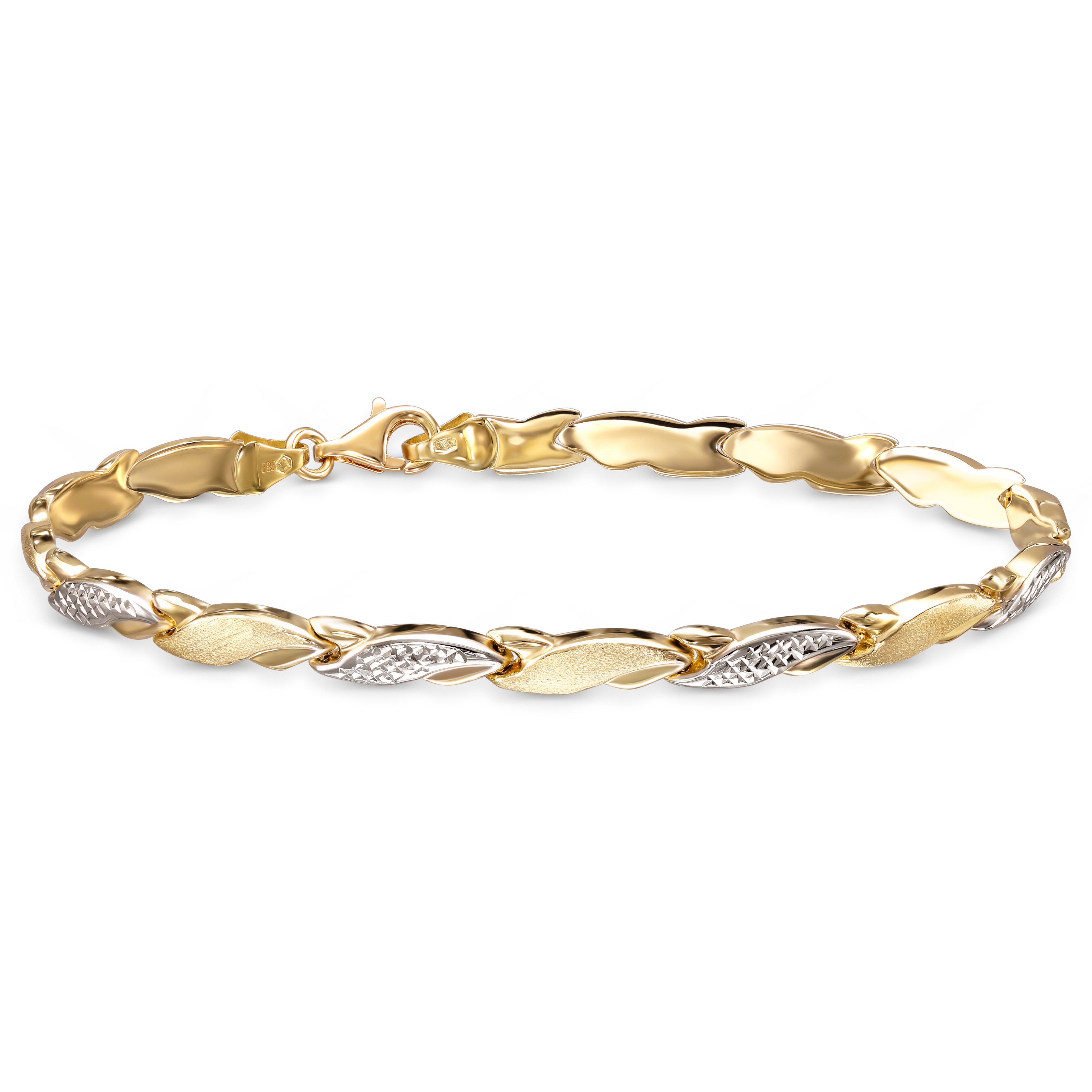 Bransoletka złota z rodowanymi ogniwami, próba 585