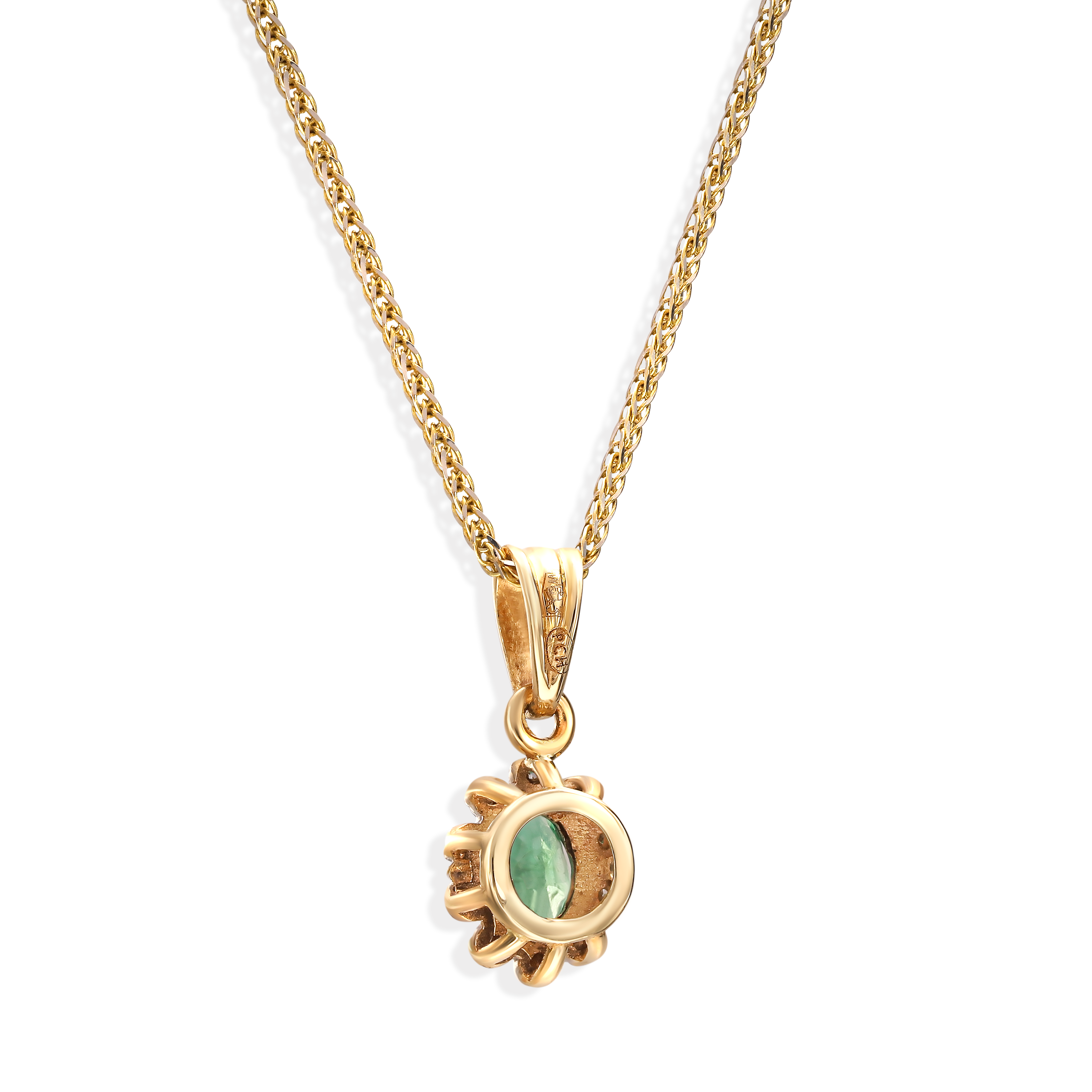 Zawieszka złota ze szmaragdem i diamentami naturalnymi 0.06 ct, próba 585