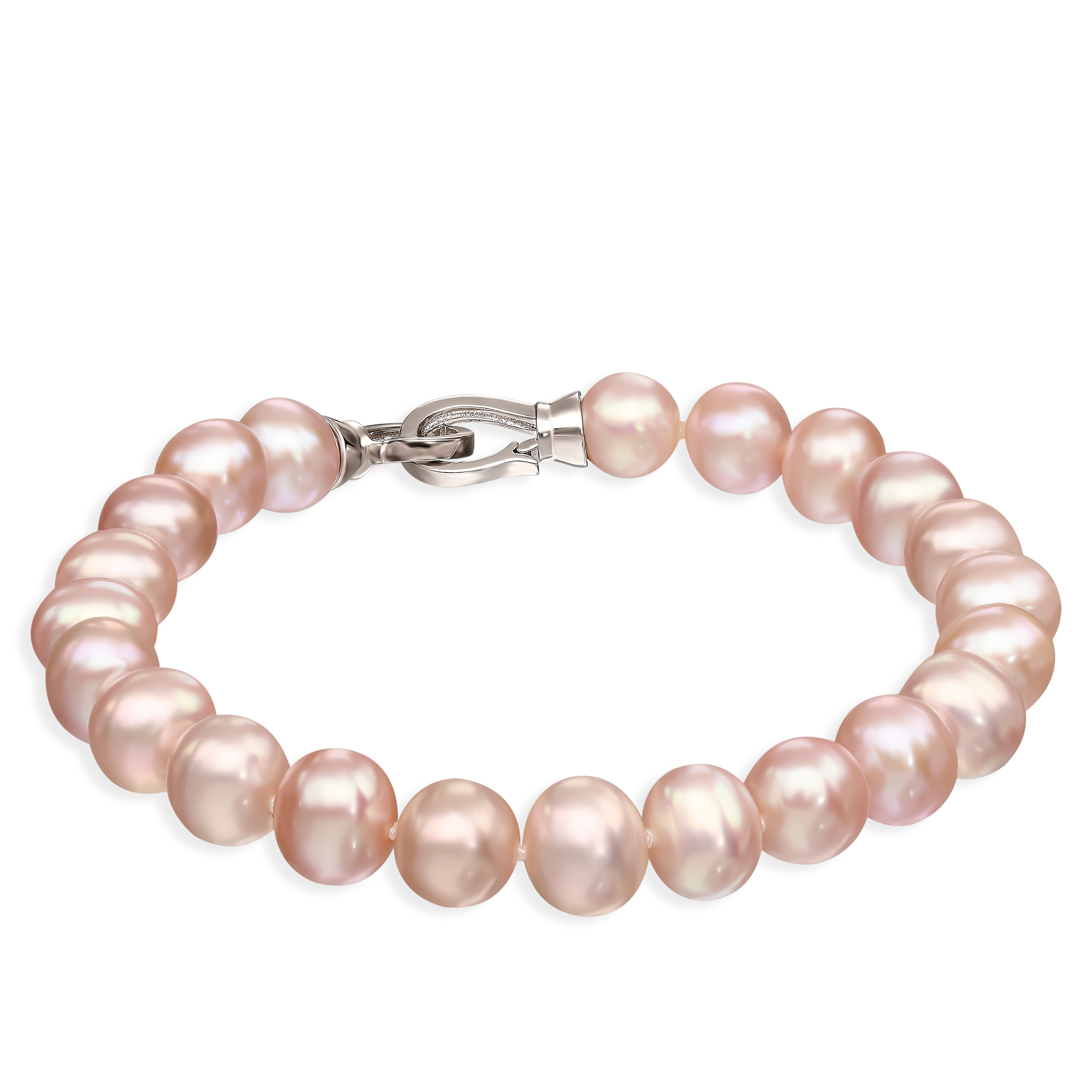 Bransoleta z pereł hodowanych w kolorze różowym, zapięcie ze srebra próby 925