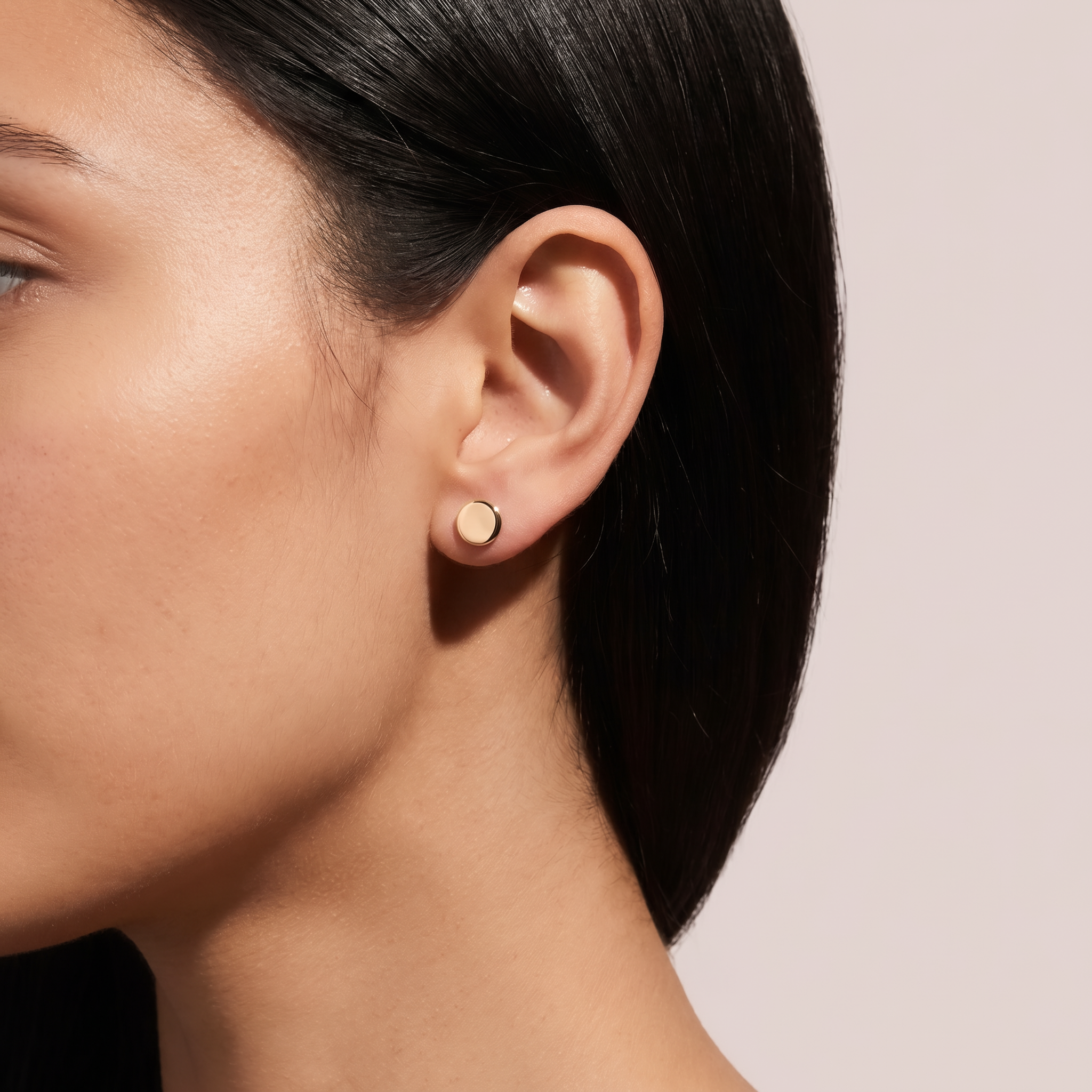 Okrągłe kolczyki sztyfty z żółtego złota, próba 585