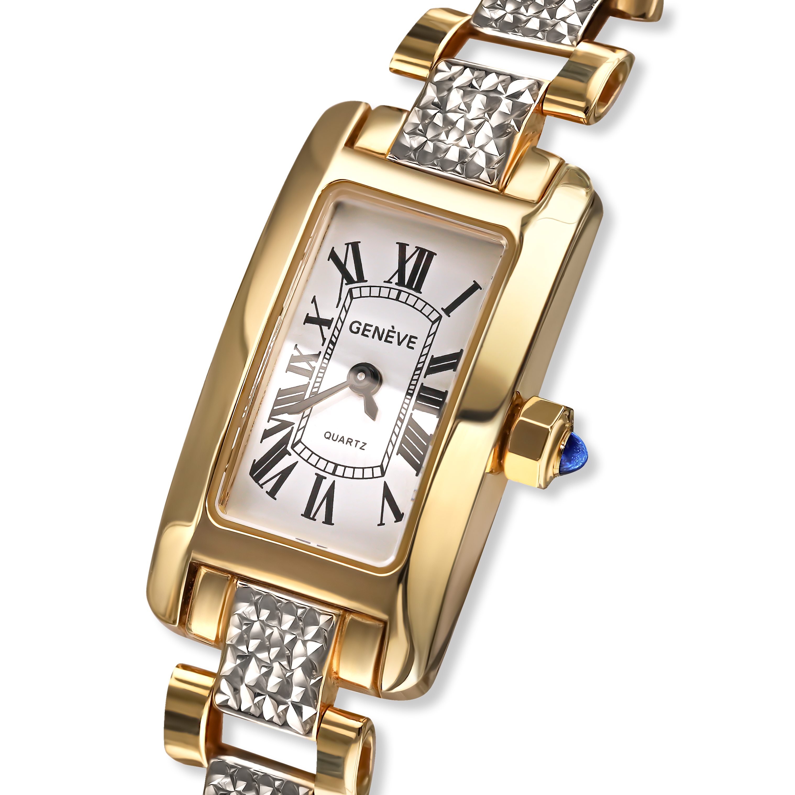 Luksusowy złoty zegarek damski z prostokątną kopertą, próba 585