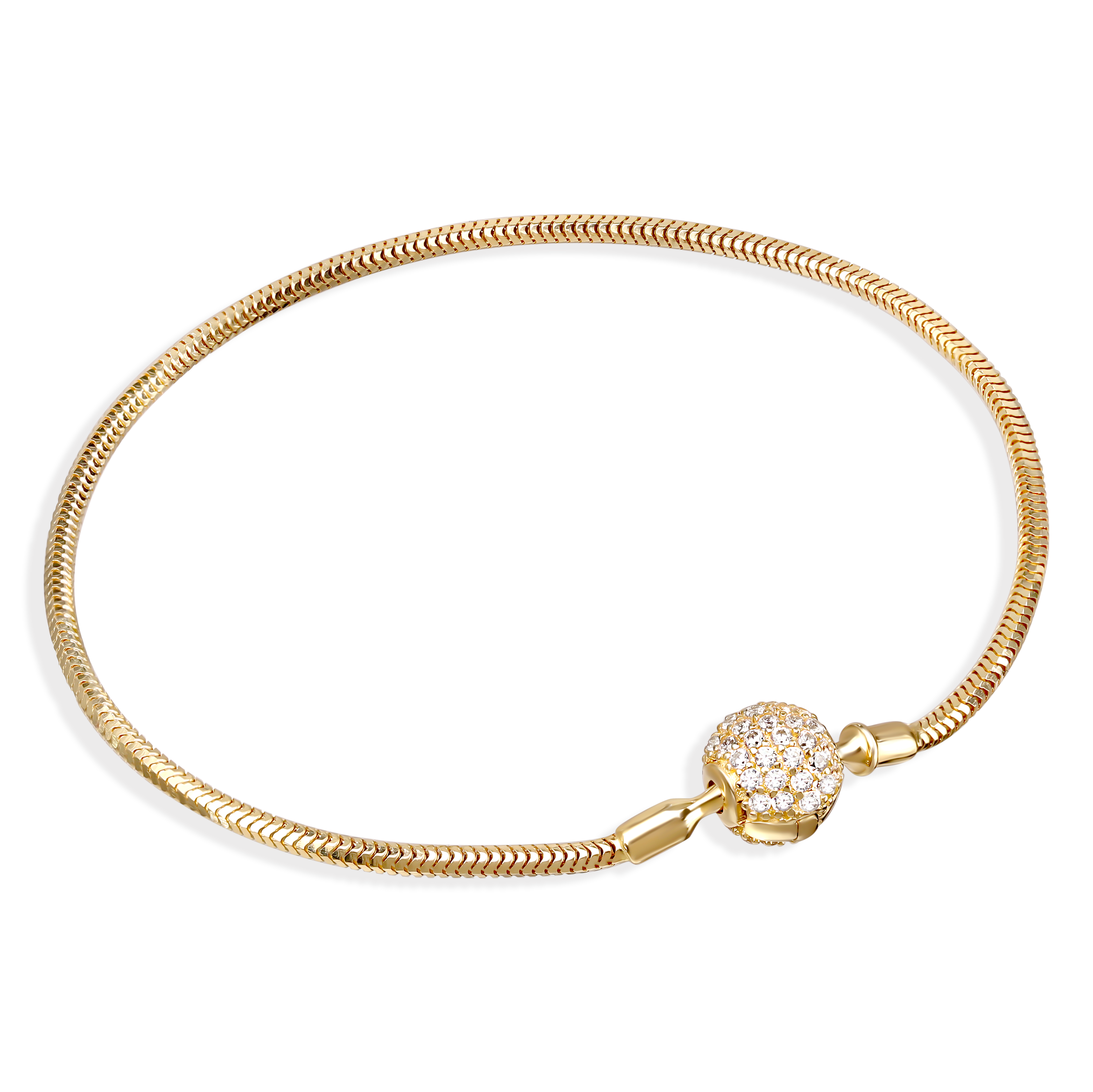 Bransoleta złota do biżuterii modułowej z cyrkoniami, długość 18 cm, próba 585