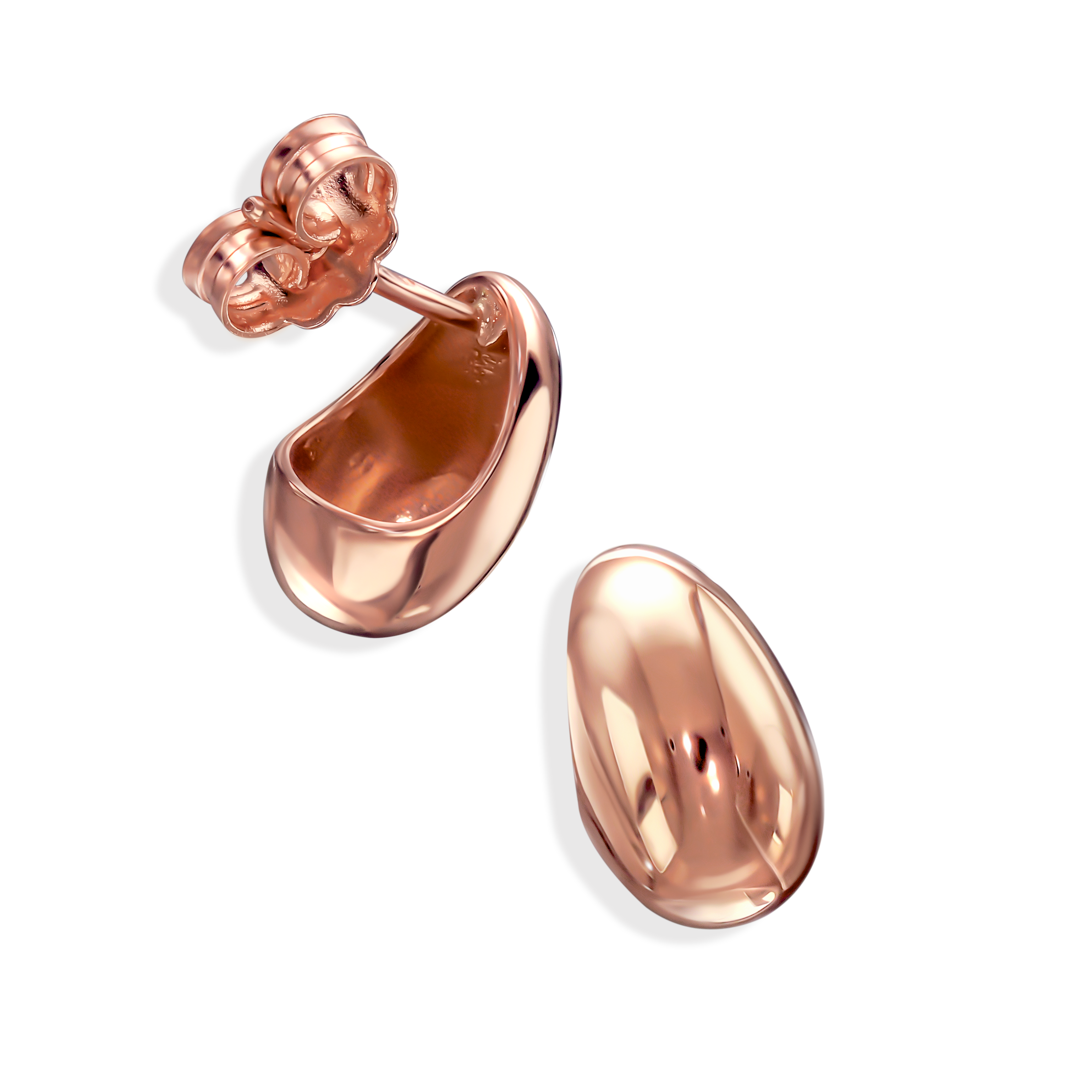 Gładkie kolczyki sztyfty z różowego złota, próba 585