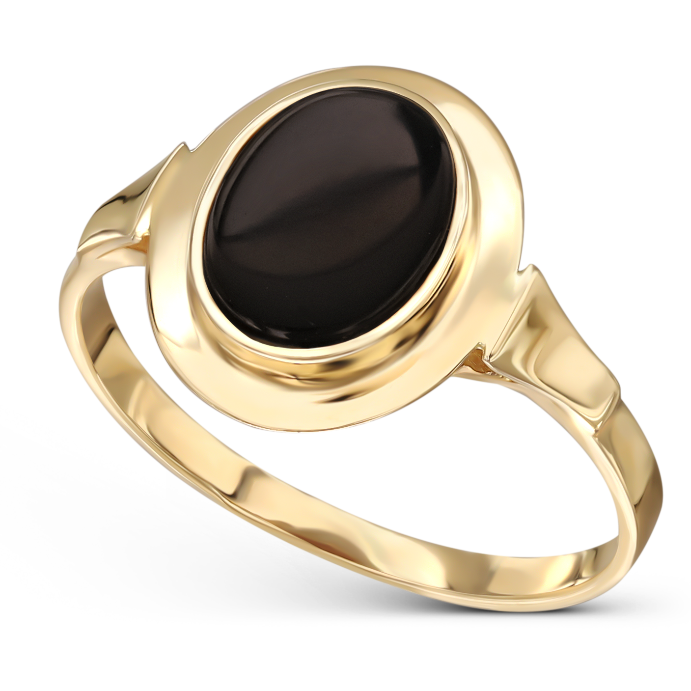 Pierścionek złoty Vintage z eliptycznym onyksem naturalnym, próba 585 