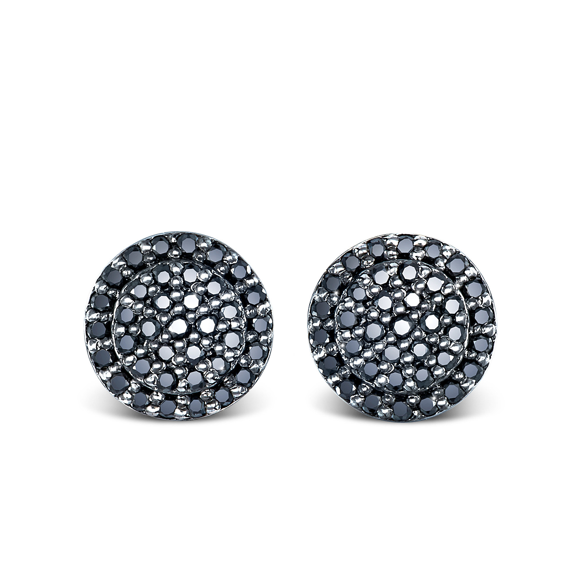 Kolczyki okrągłe złote z czarnymi brylantami 0.22ct, zapięcie na sztyft