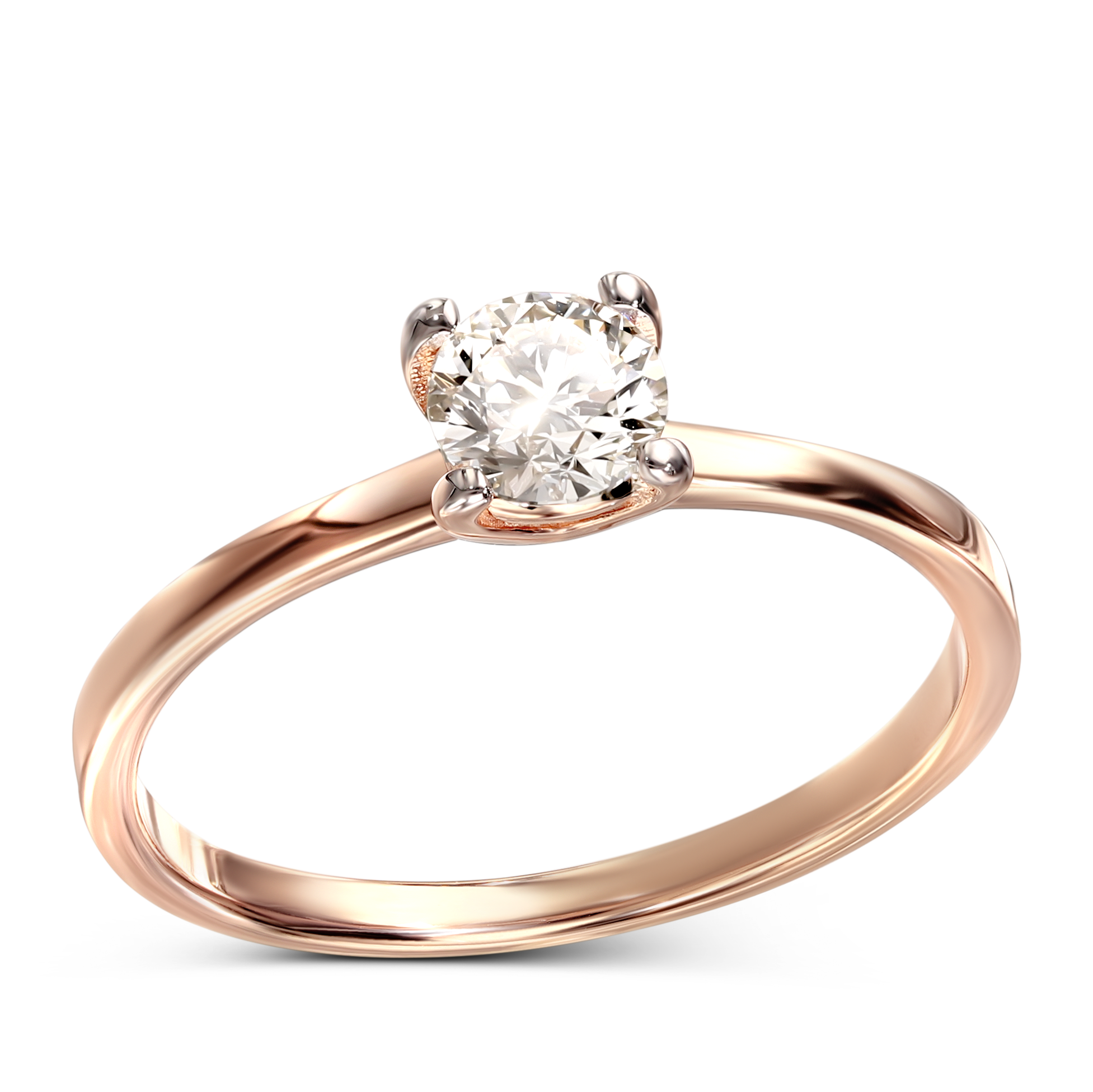 Pierścionek z różowego złota z diamentem IGI 0.4 ct, próba 585