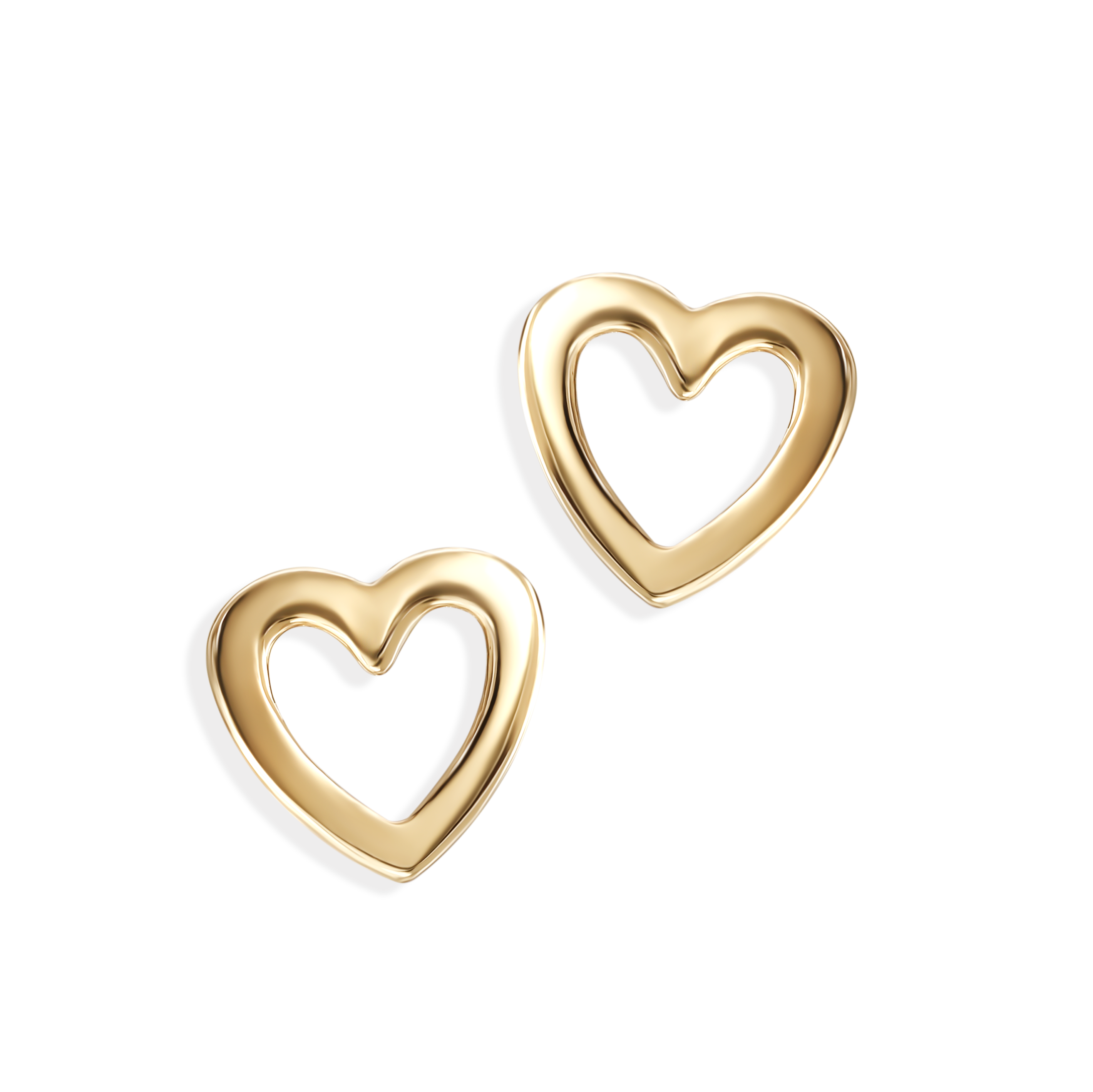 Złote ażurowe kolczyki sztyfty w kształcie serca, próba 585