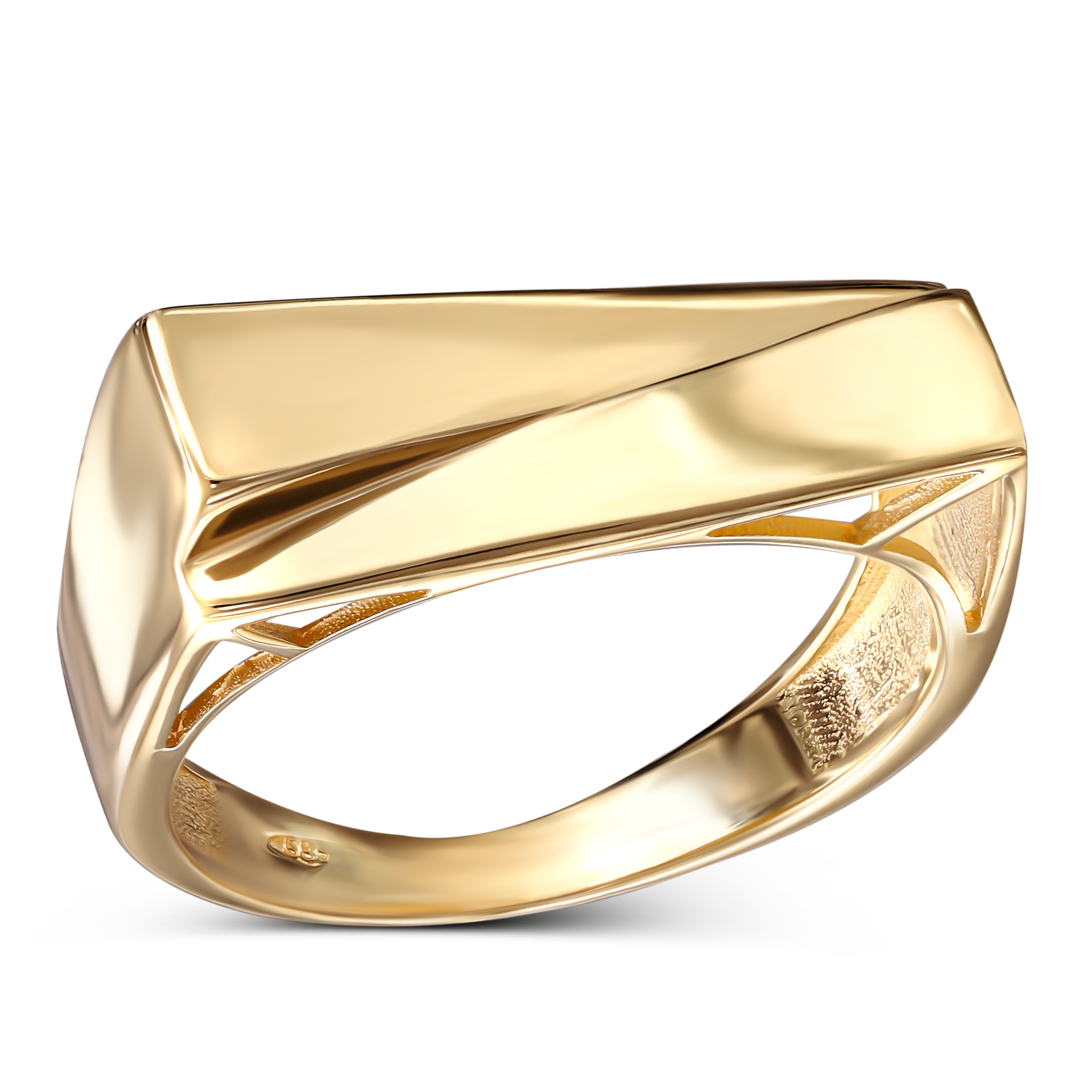 Nowoczesny złoty pierścionek, rozmiar 15, próba 585