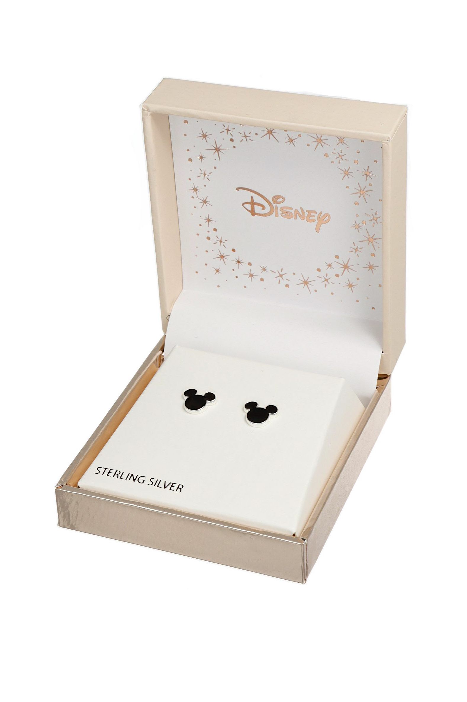 Srebrne kolczyki z czarną emalią Myszka Mickey, próba 925