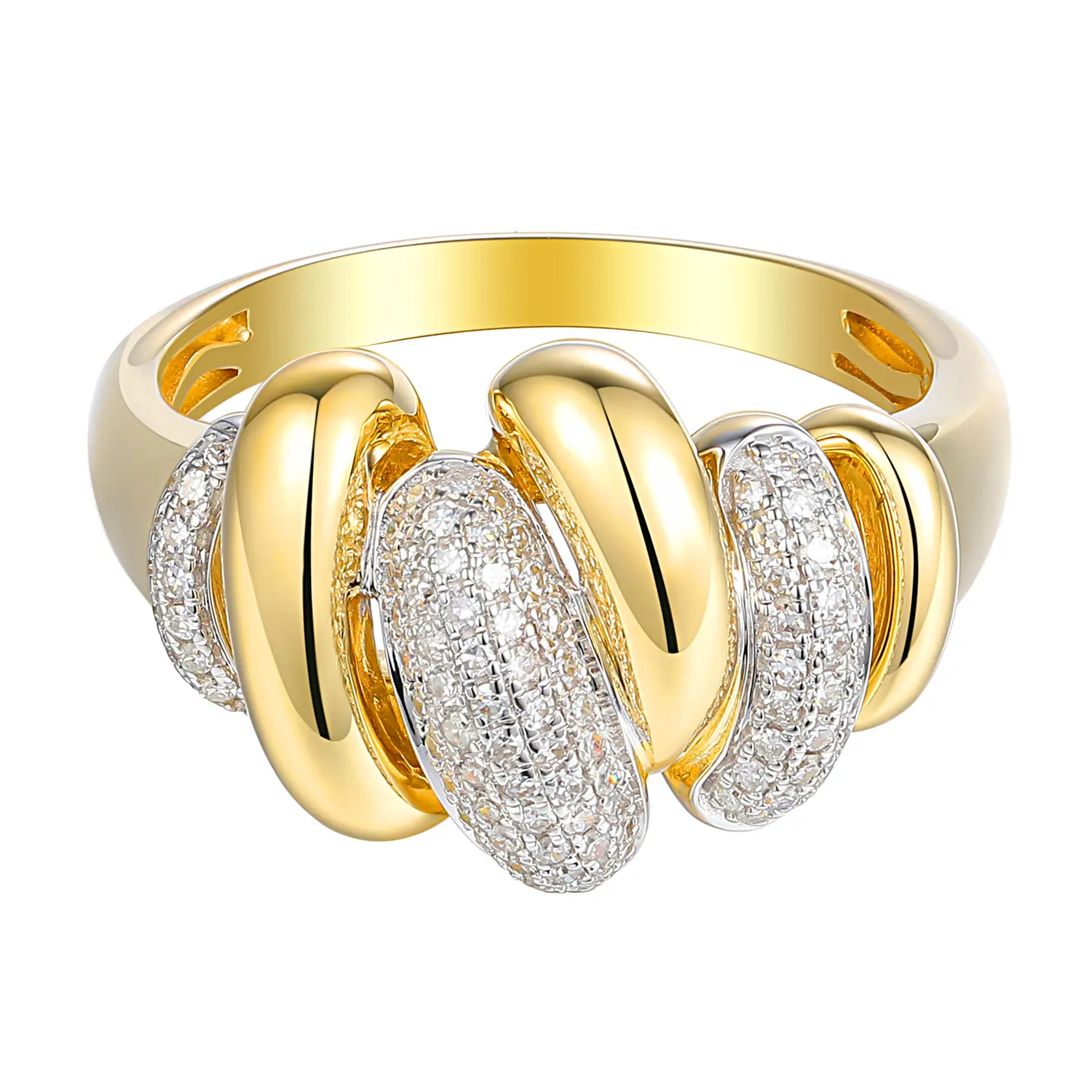 Designerski pierścionek złoty z diamentami naturalnymi 0.31 ct, próba 585