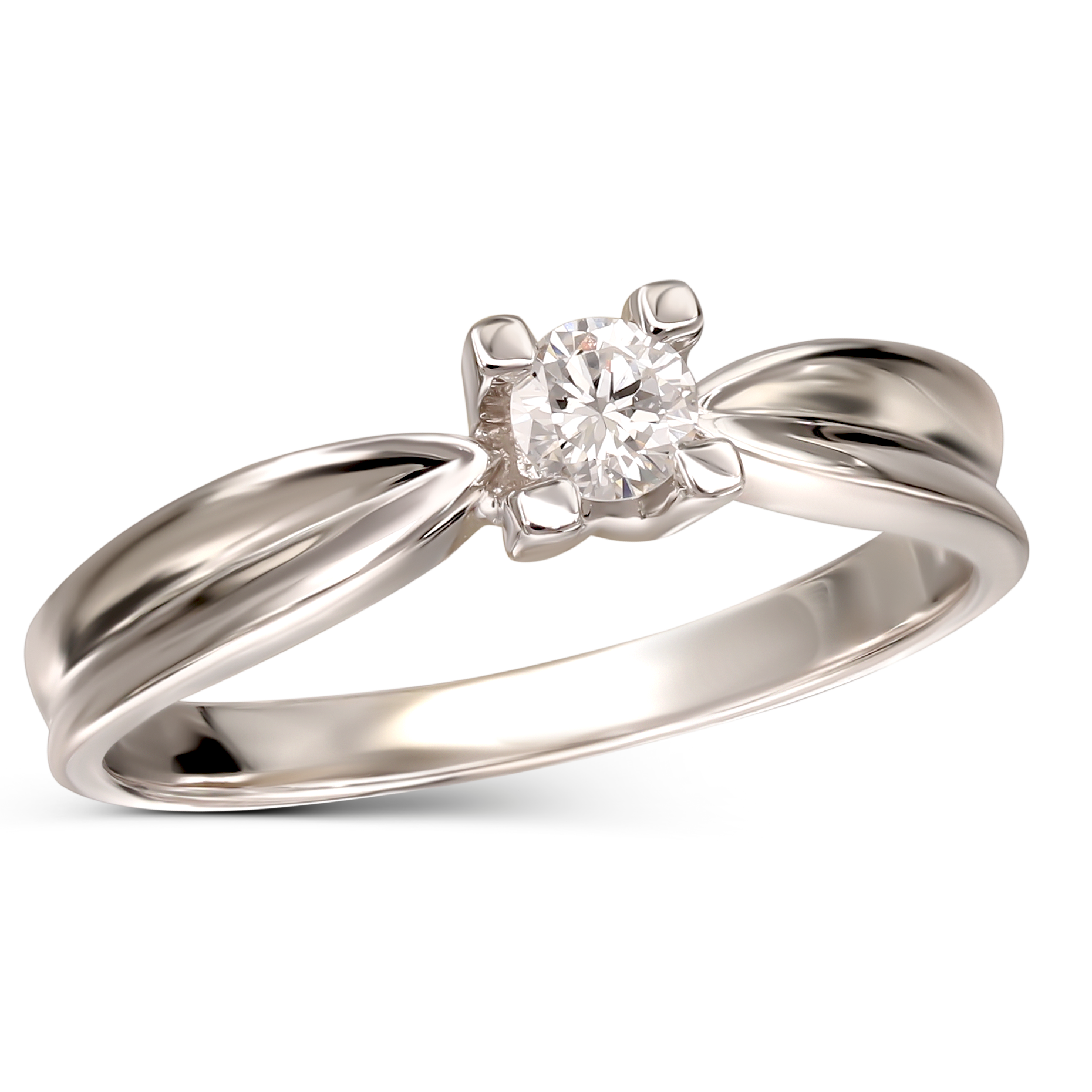 Pierścionek z białego złota z diamentem naturalnym 0.17 ct, rozmiar 13, próba 585