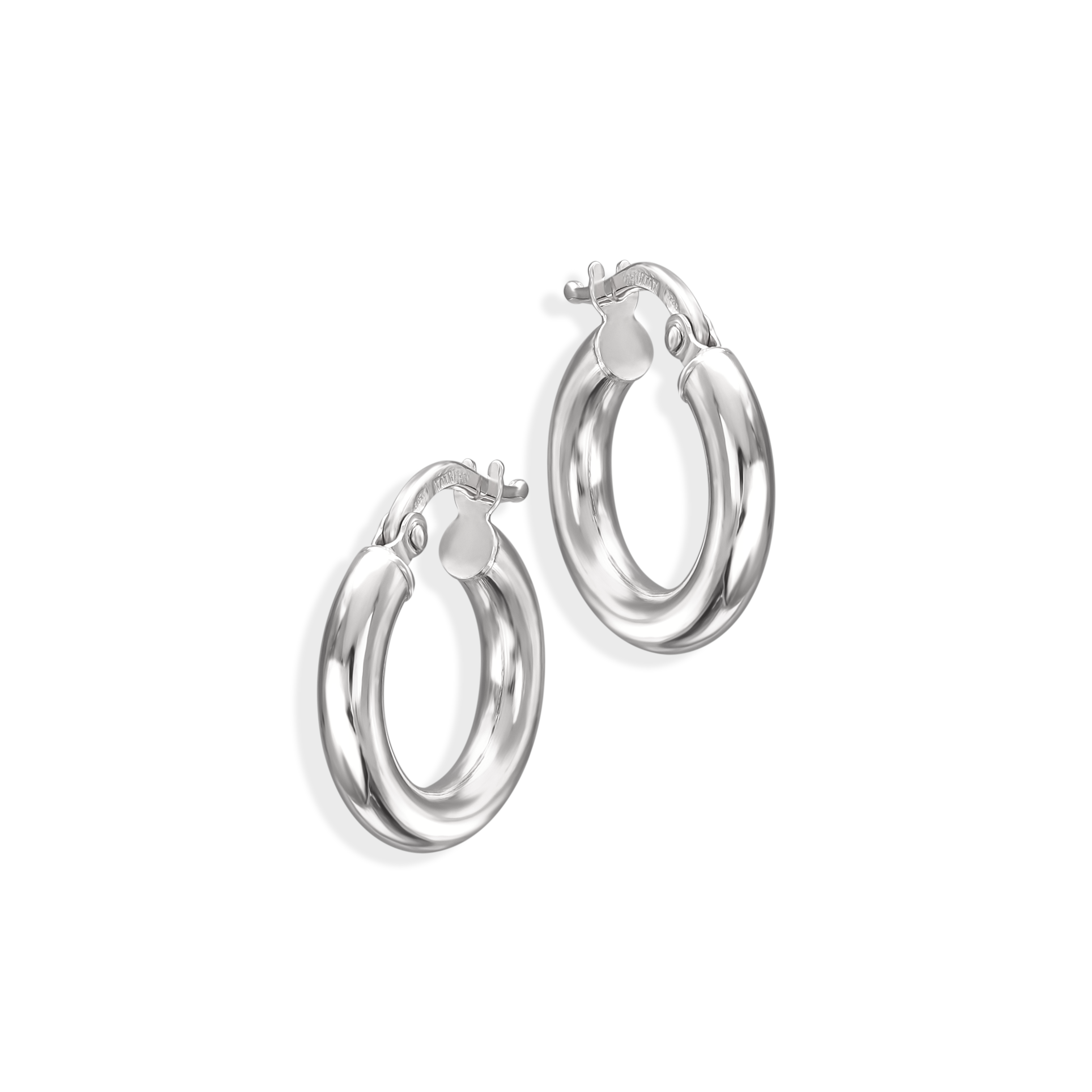 Kolczyki z białego złota kółka dmuchane, próba 585