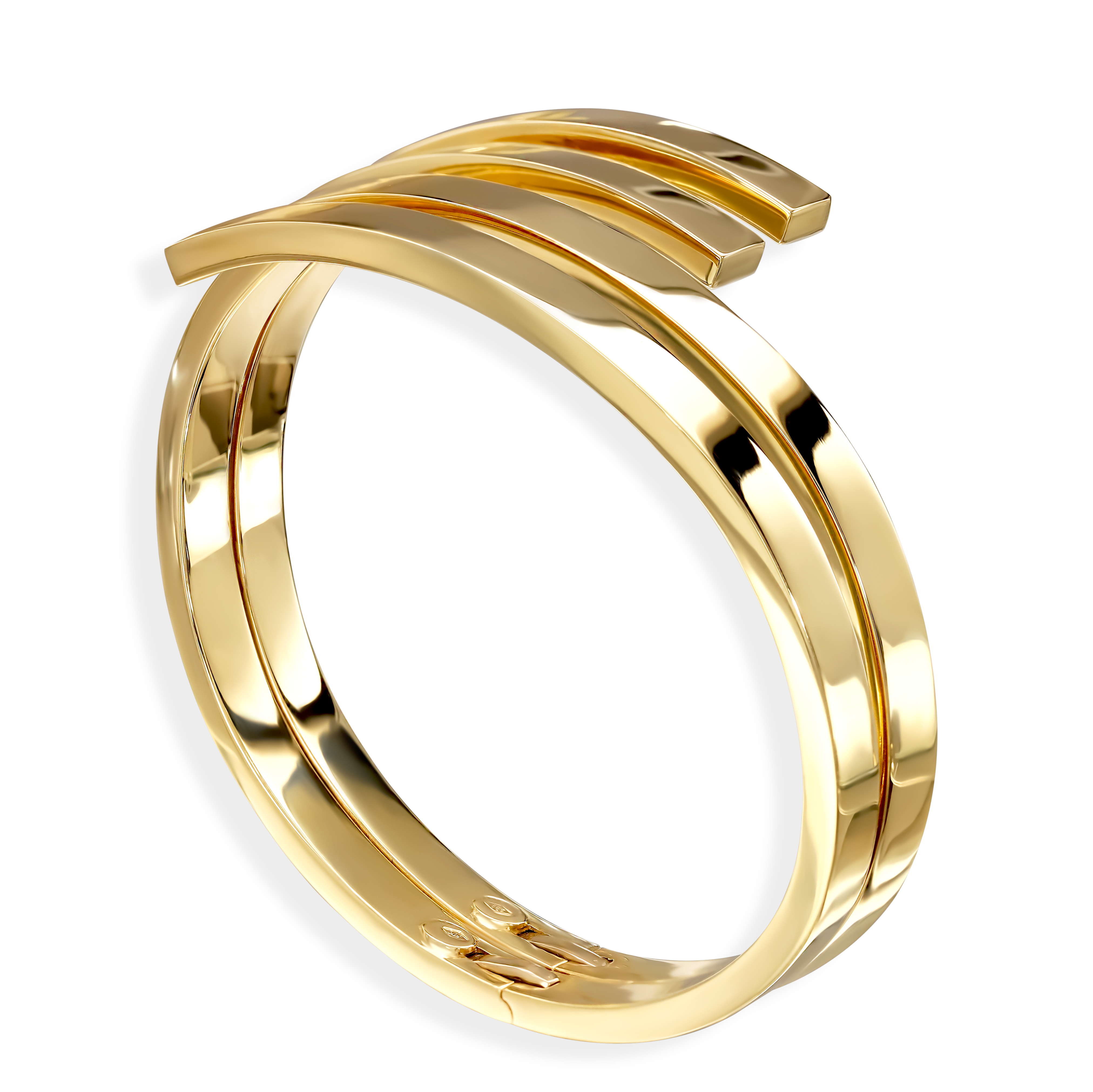 Złota bransoleta sztywna podwójna typu bangle, próba 585