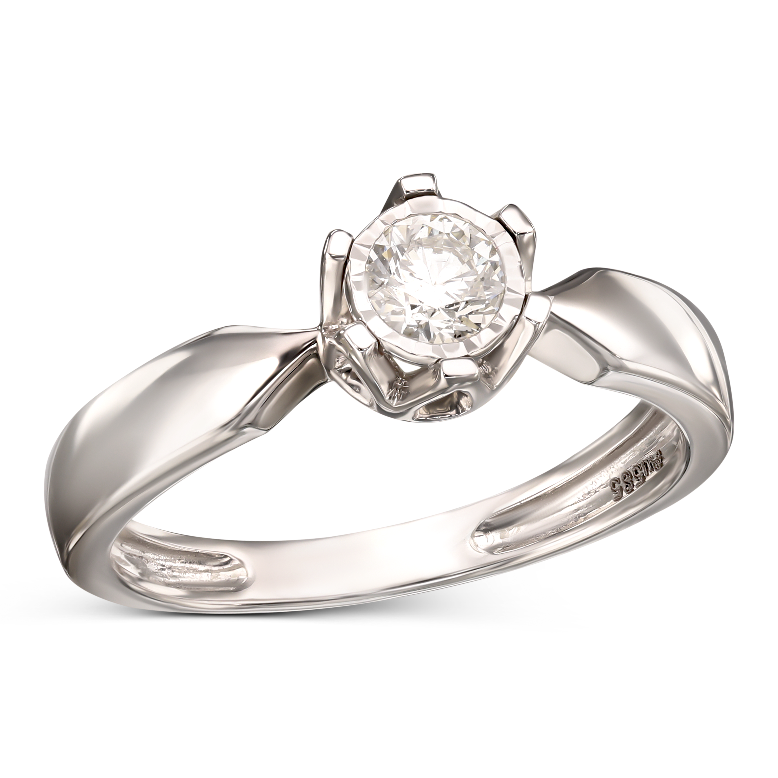 Pierścionek zaręczynowy z białego złota z diamentem 0.21 ct, próba 585