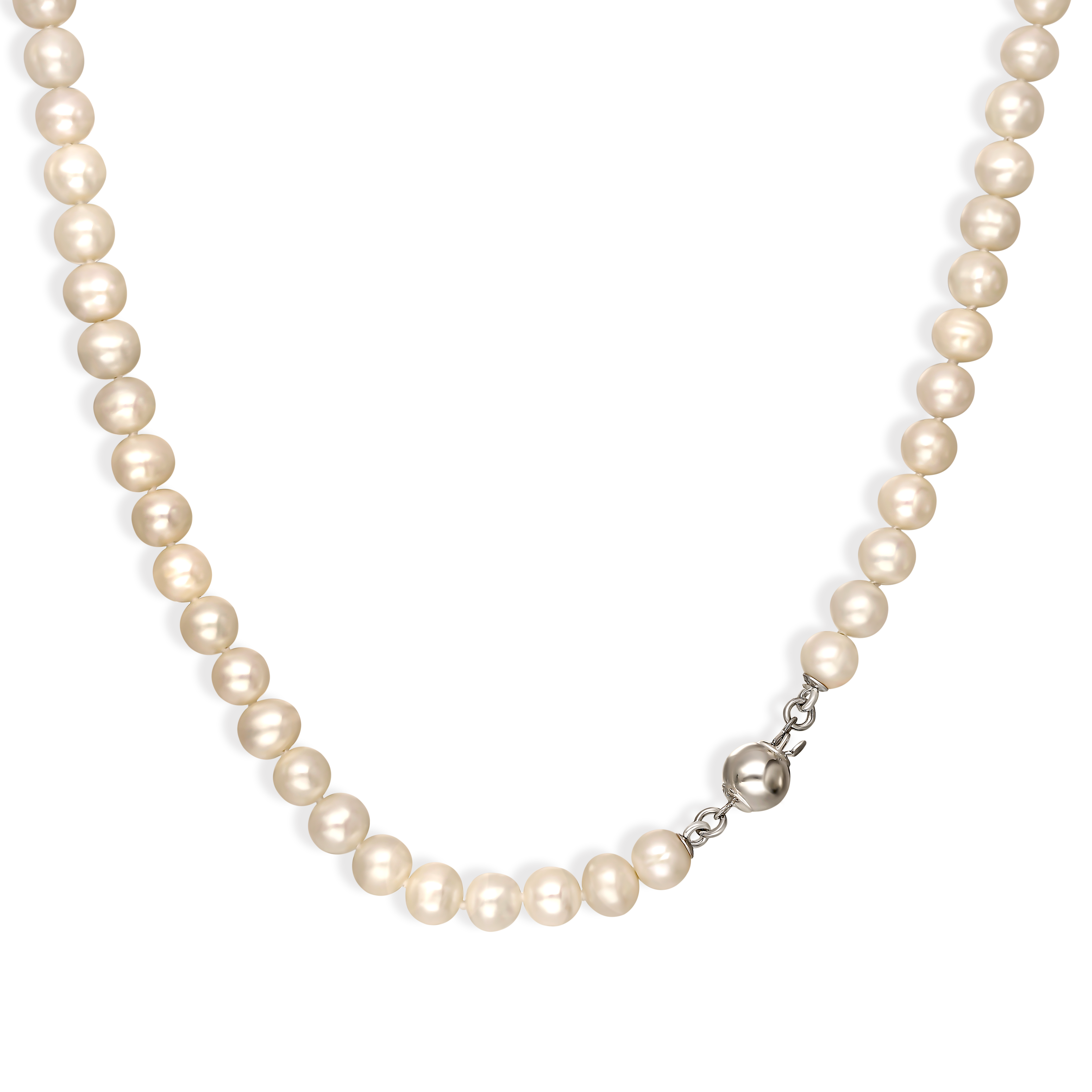 Naszyjnik z pereł hodowanych ze srebrnym zapięciem, próba 925