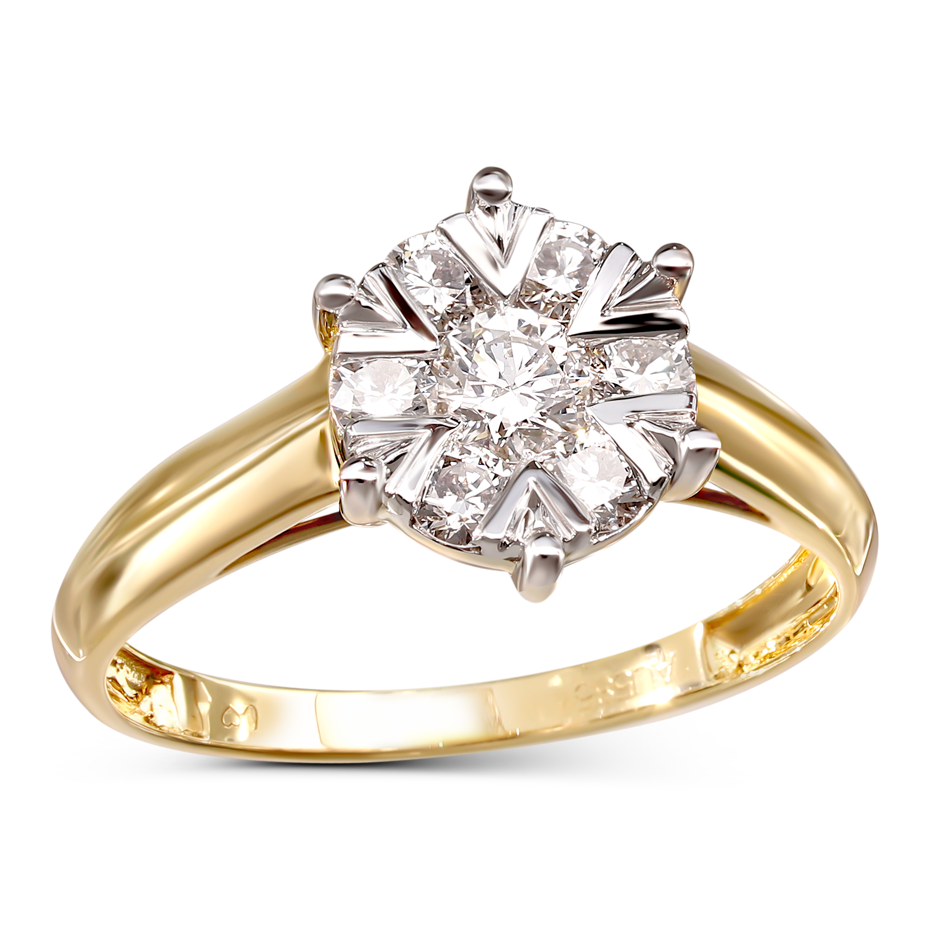 Pierścionek złota z diamentami naturalnymi 0.6 ct, próba 585