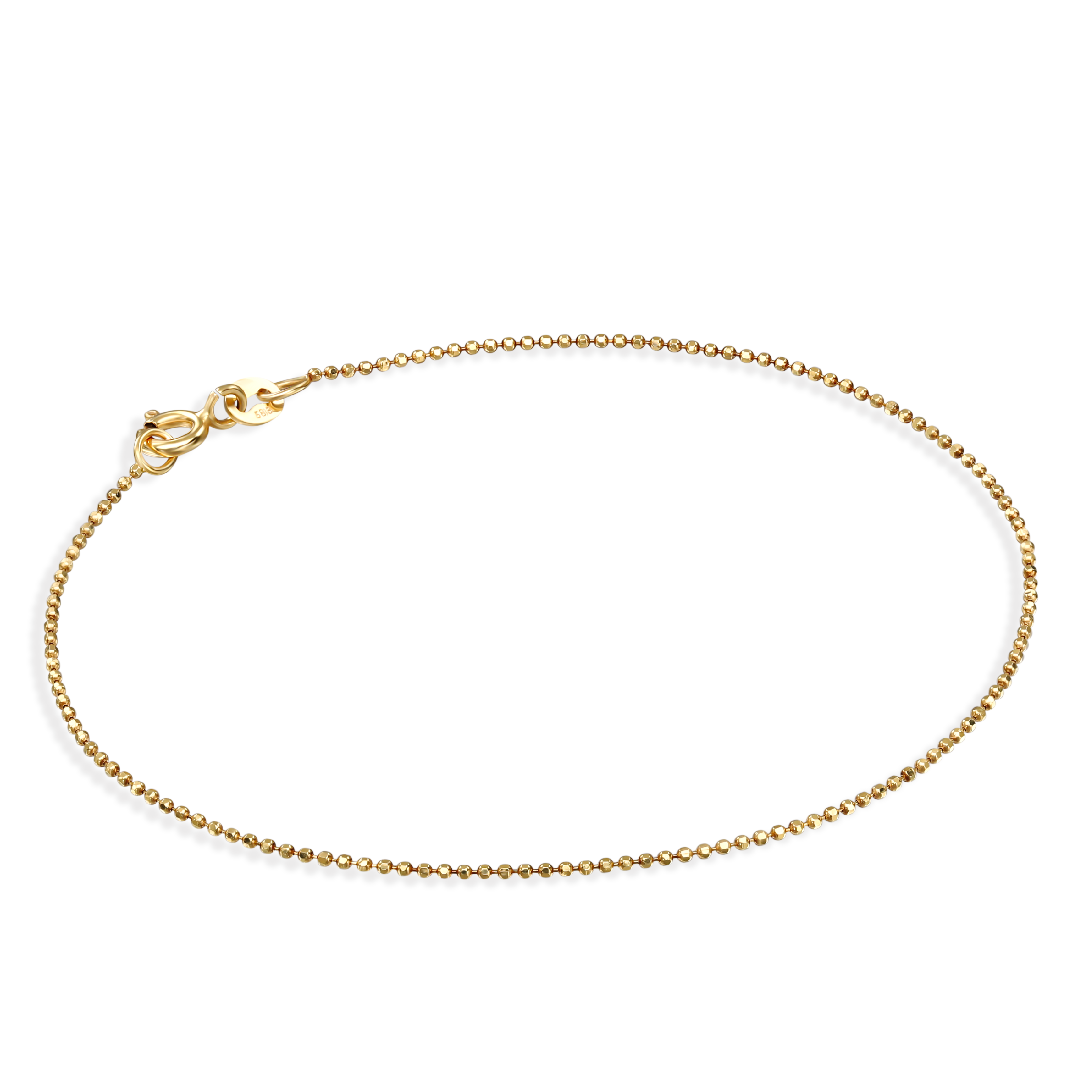 Delikatna złota bransoleta o splocie kuleczkowym, długość 19 cm, próba 585